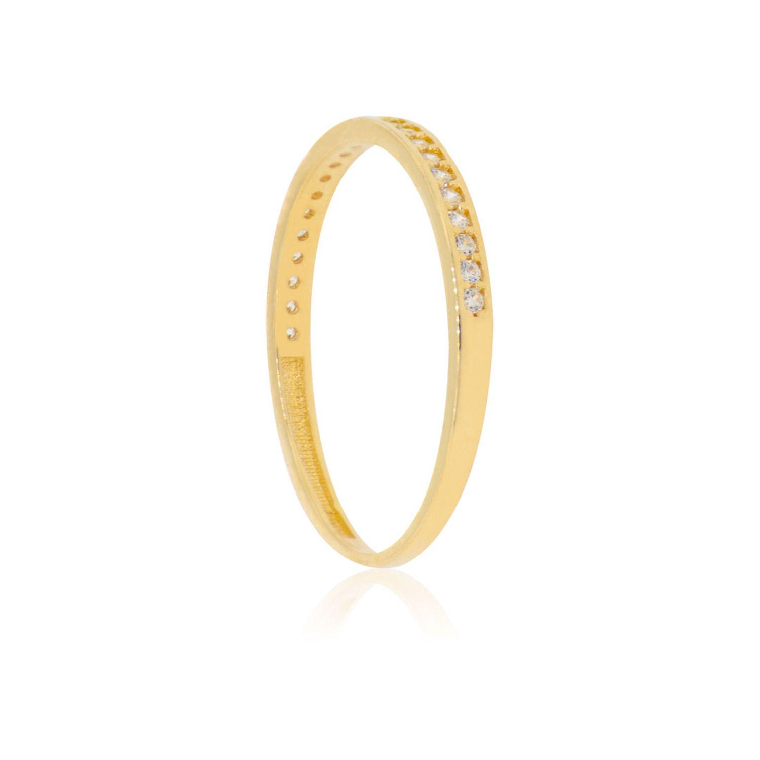 Anillo Compromiso de Oro 18Kt Cintillo Riel Circones-2