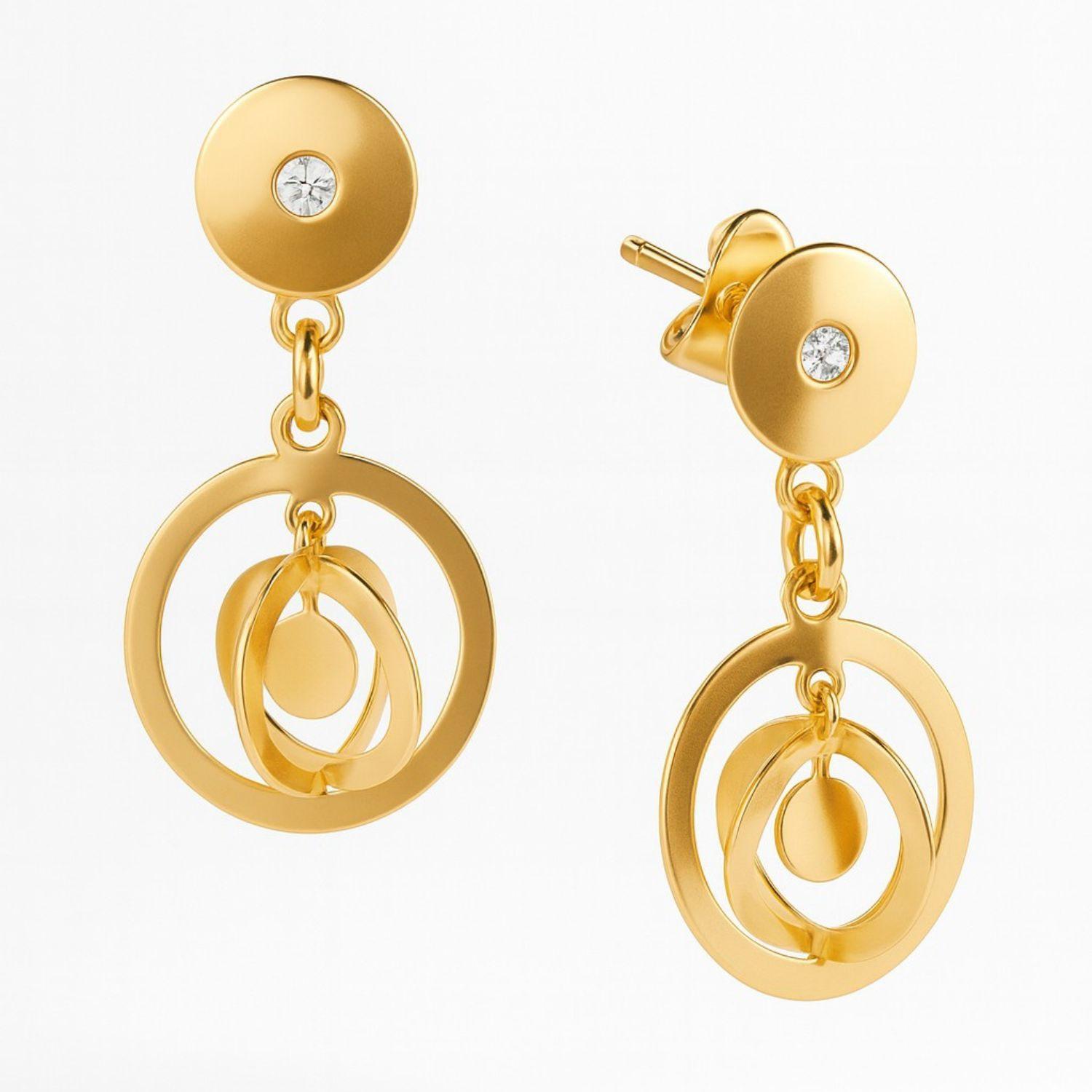 Aros Oro Amarillo 18kt Circonita Doble Circulo-2