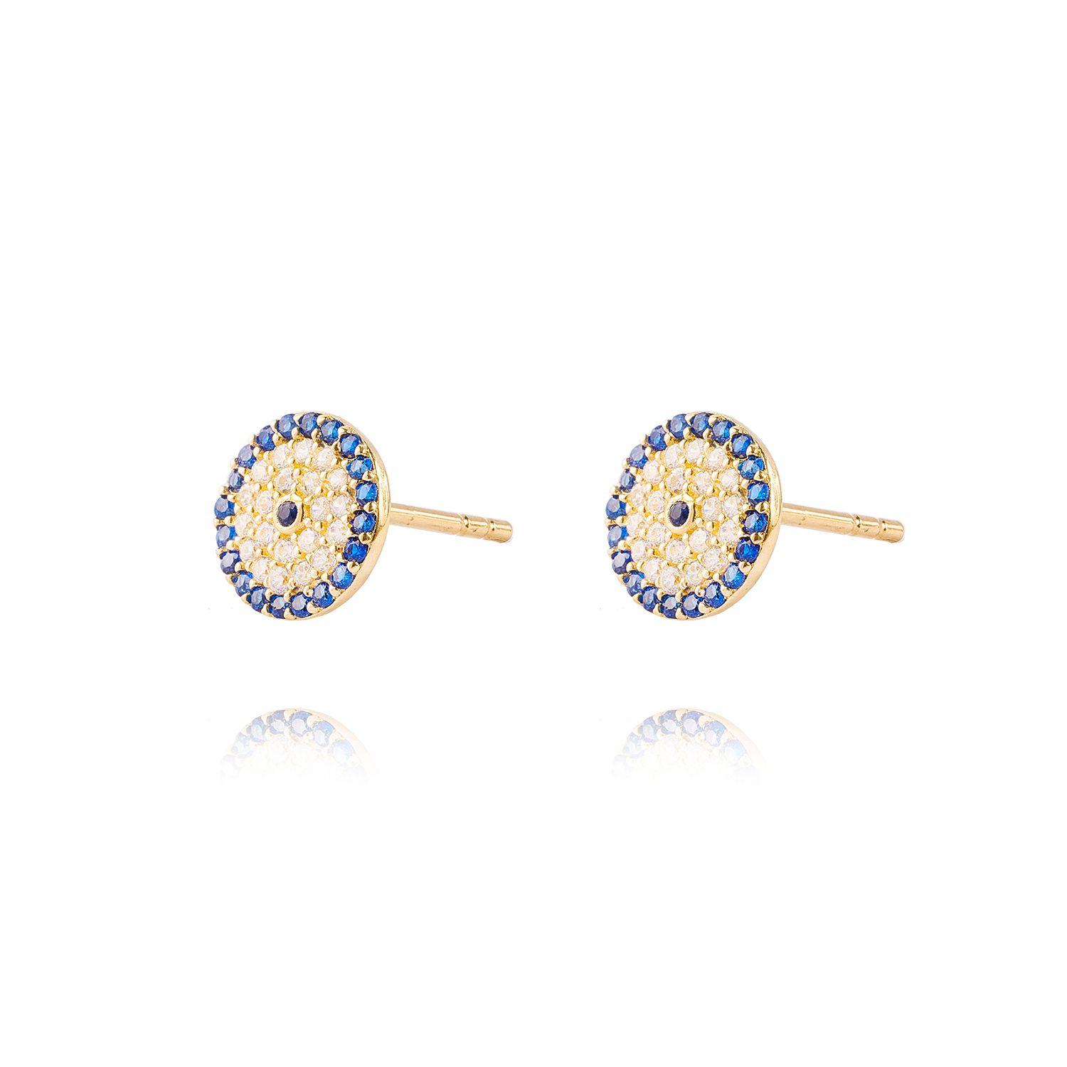 Aros de Oro 18kt Plato Circonitas y Zafiro-0