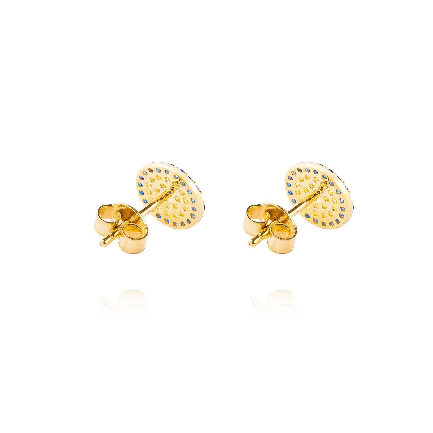 Aros de Oro 18kt Plato Circonitas y Zafiro-2