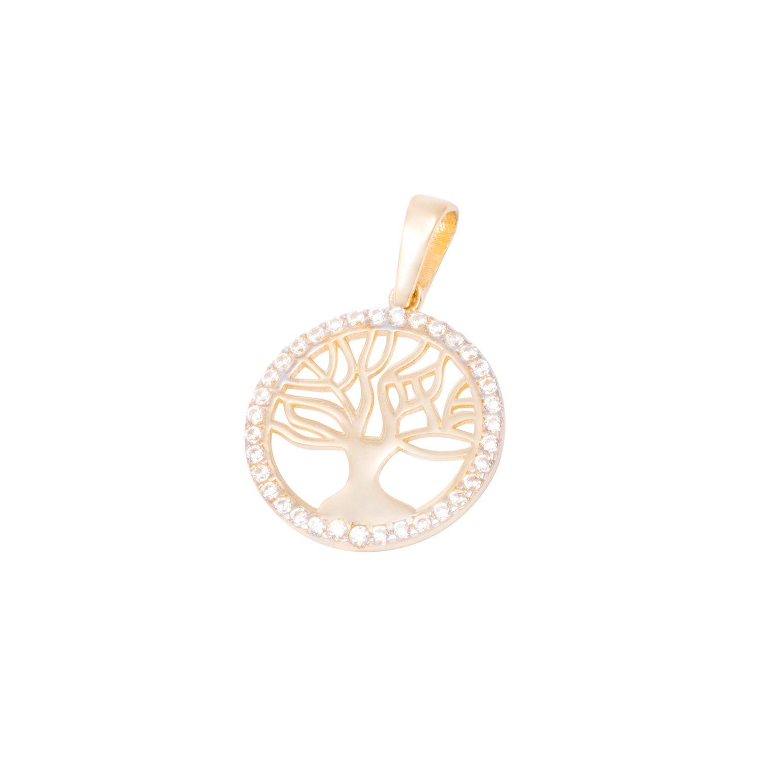 Colgante de Oro de 18kt Circonitas Arbol de la vida grande-0