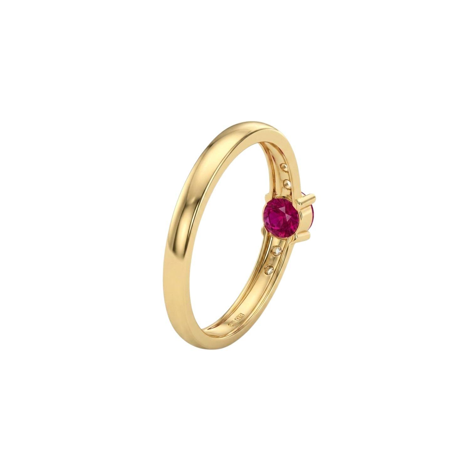 Anillo Oro Miel 18kt Eclipse con Rubí y Circonitas-2