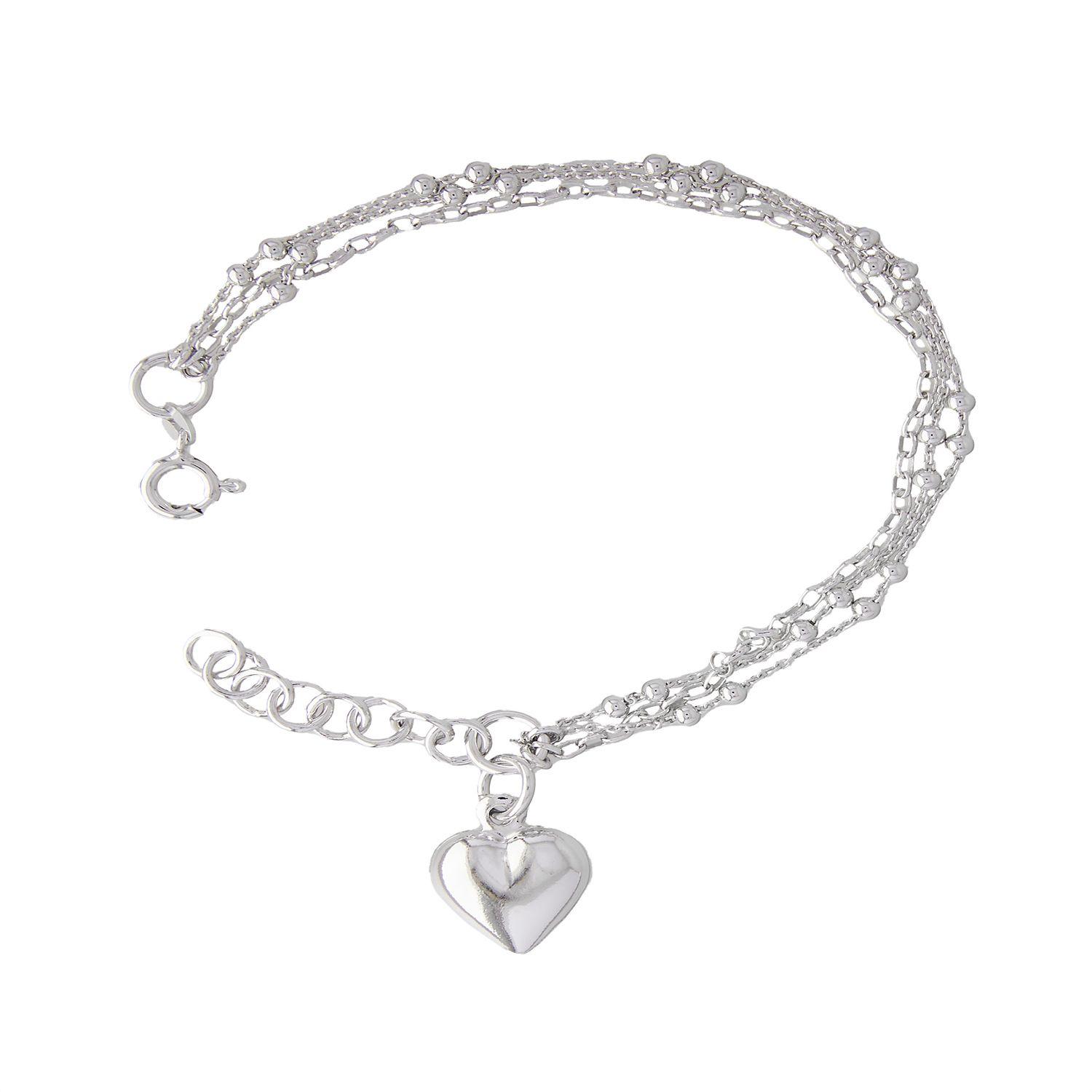 Pulsera de Plata Esterlina 925 Corazón Colgante-2