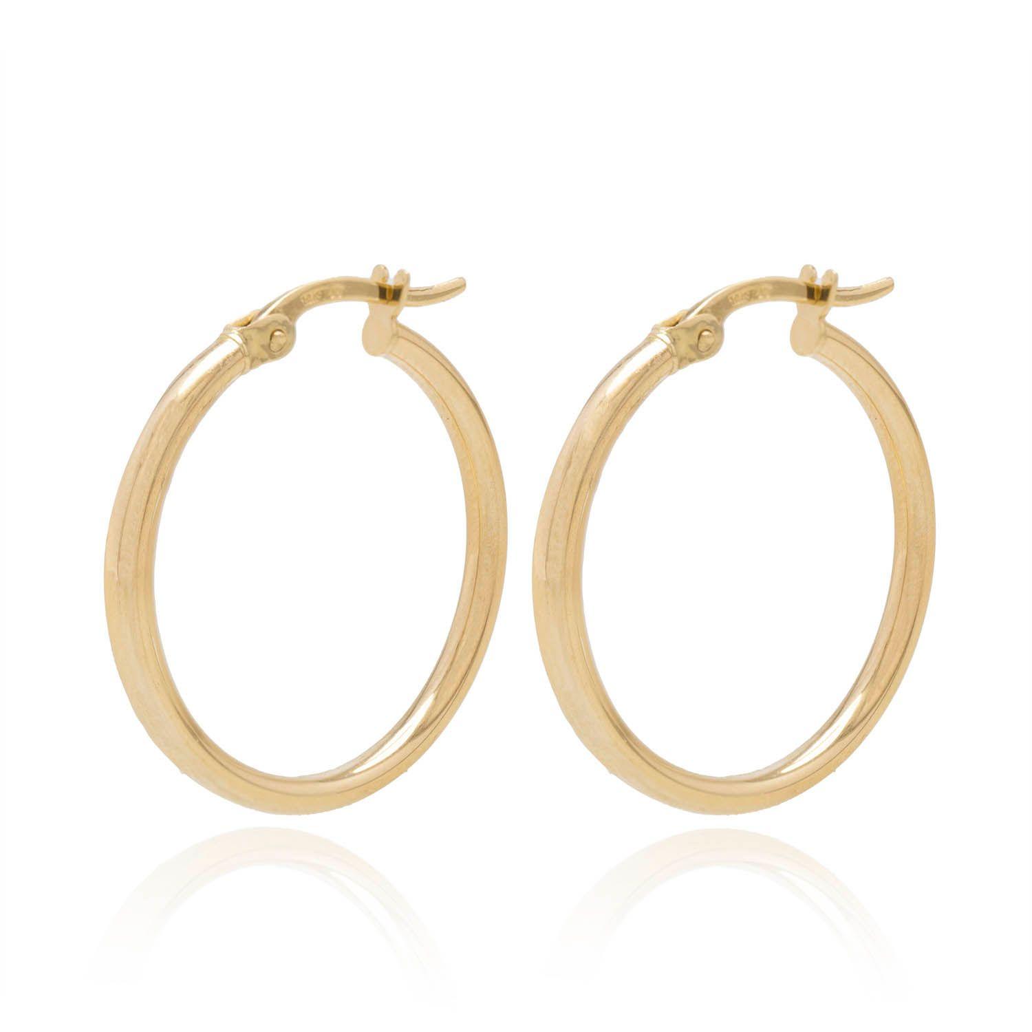 Aros de Oro 18kt Argollas Redondas tubulares 20mm-0