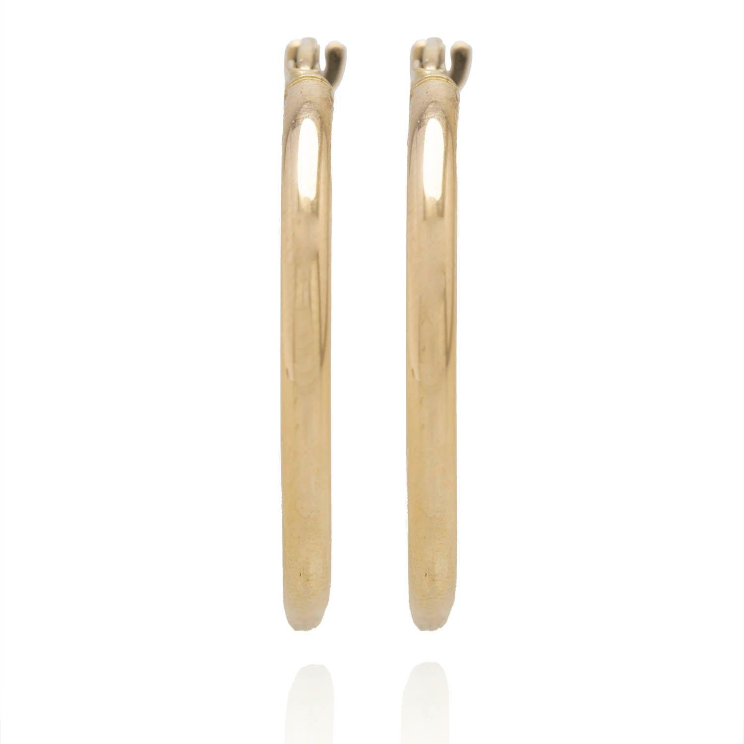 Aros de Oro 18kt Argollas Redondas tubulares 20mm-1