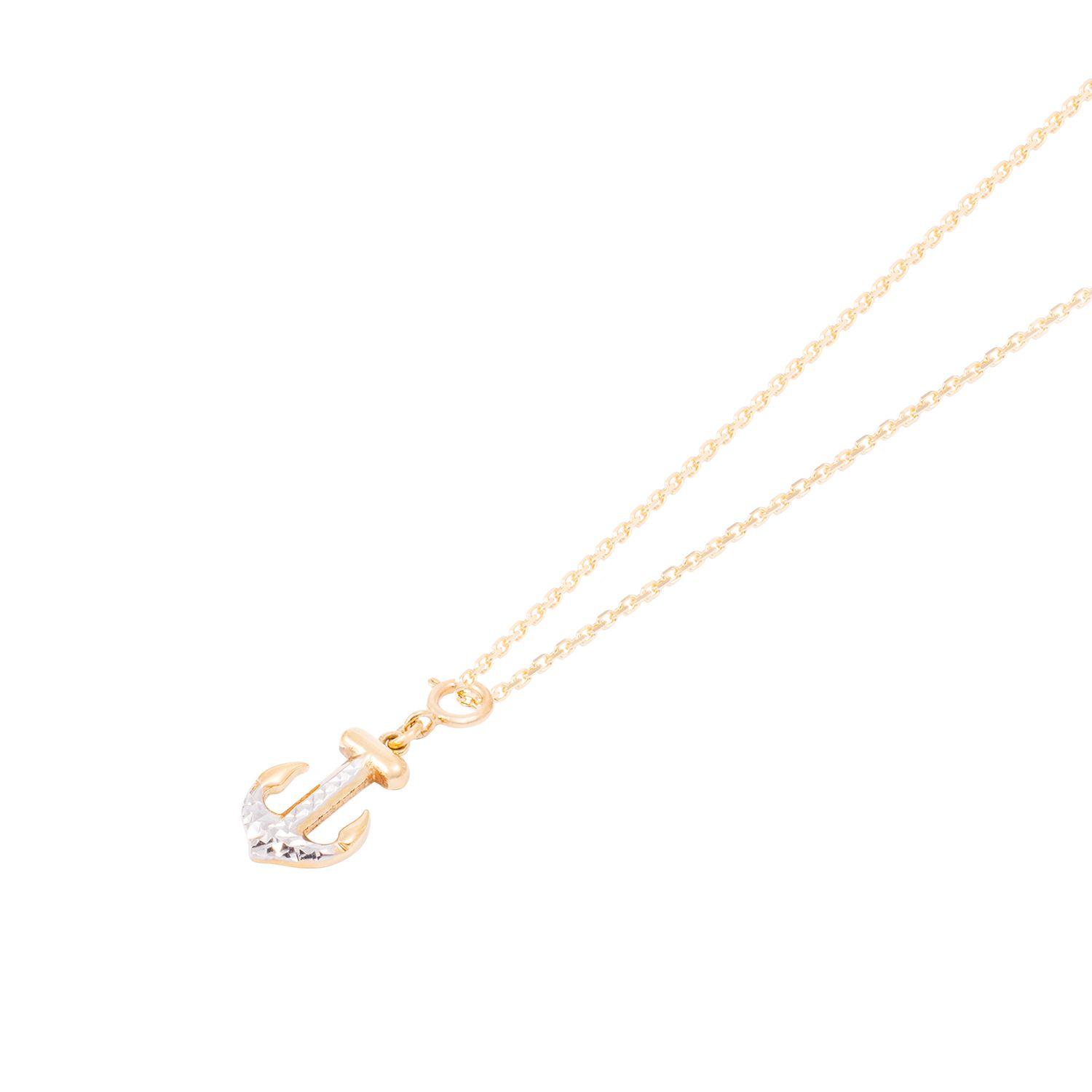 Colgante de Oro Amarillo 18kt Dije Ancla Bicolor-2