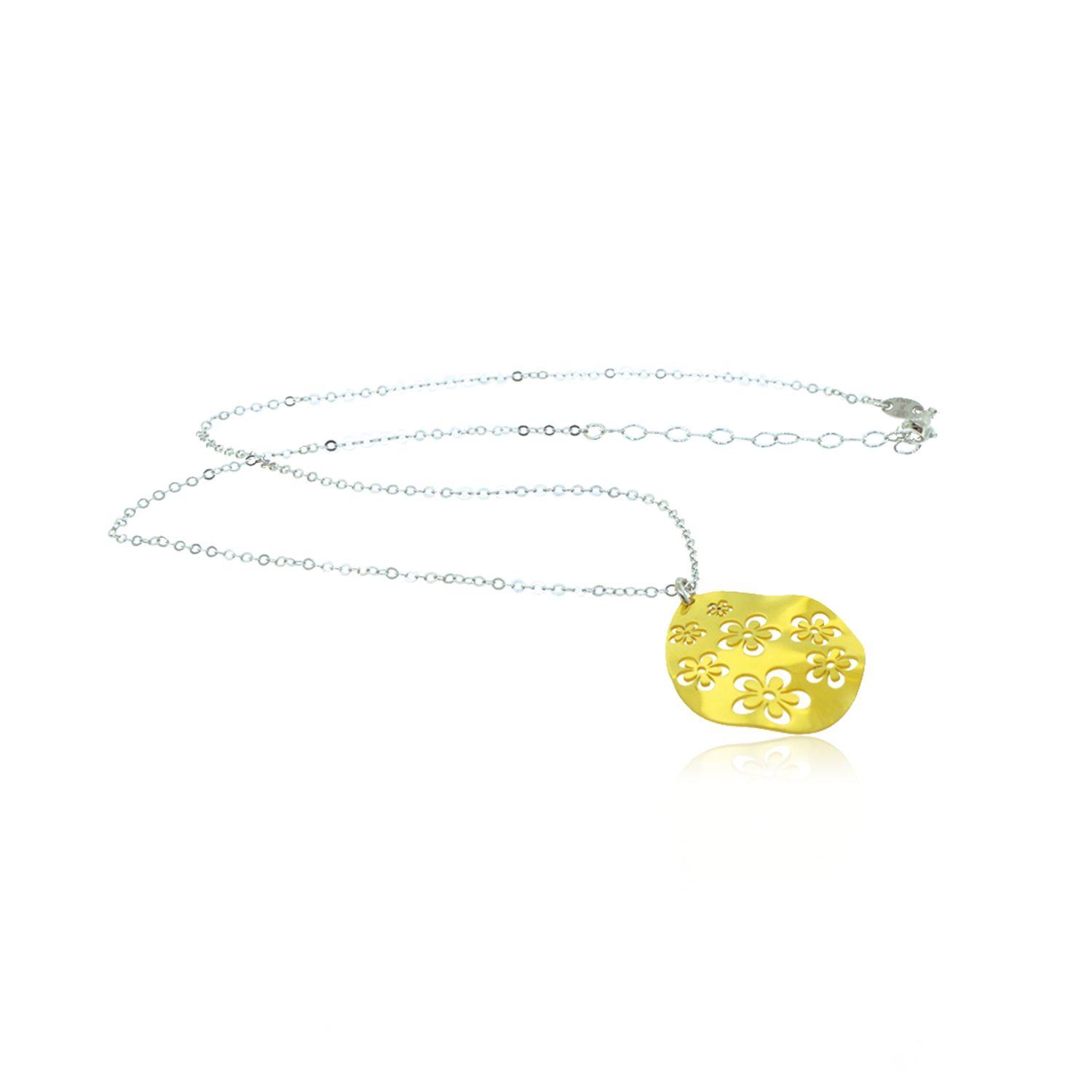 Collar de Plata Colgante de Flores Revestido en Oro 18kt-2