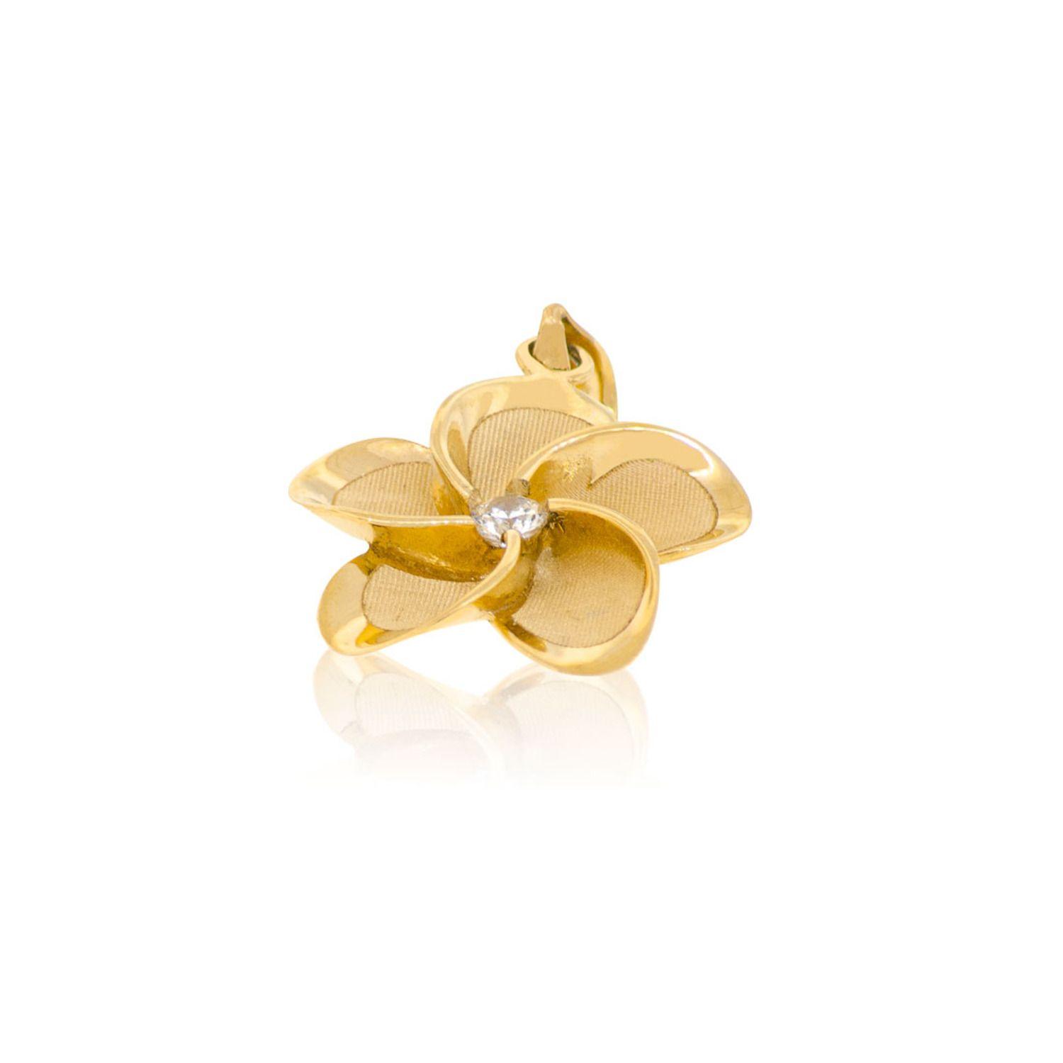 Colgante de Oro 18kt Flor Relieve-2