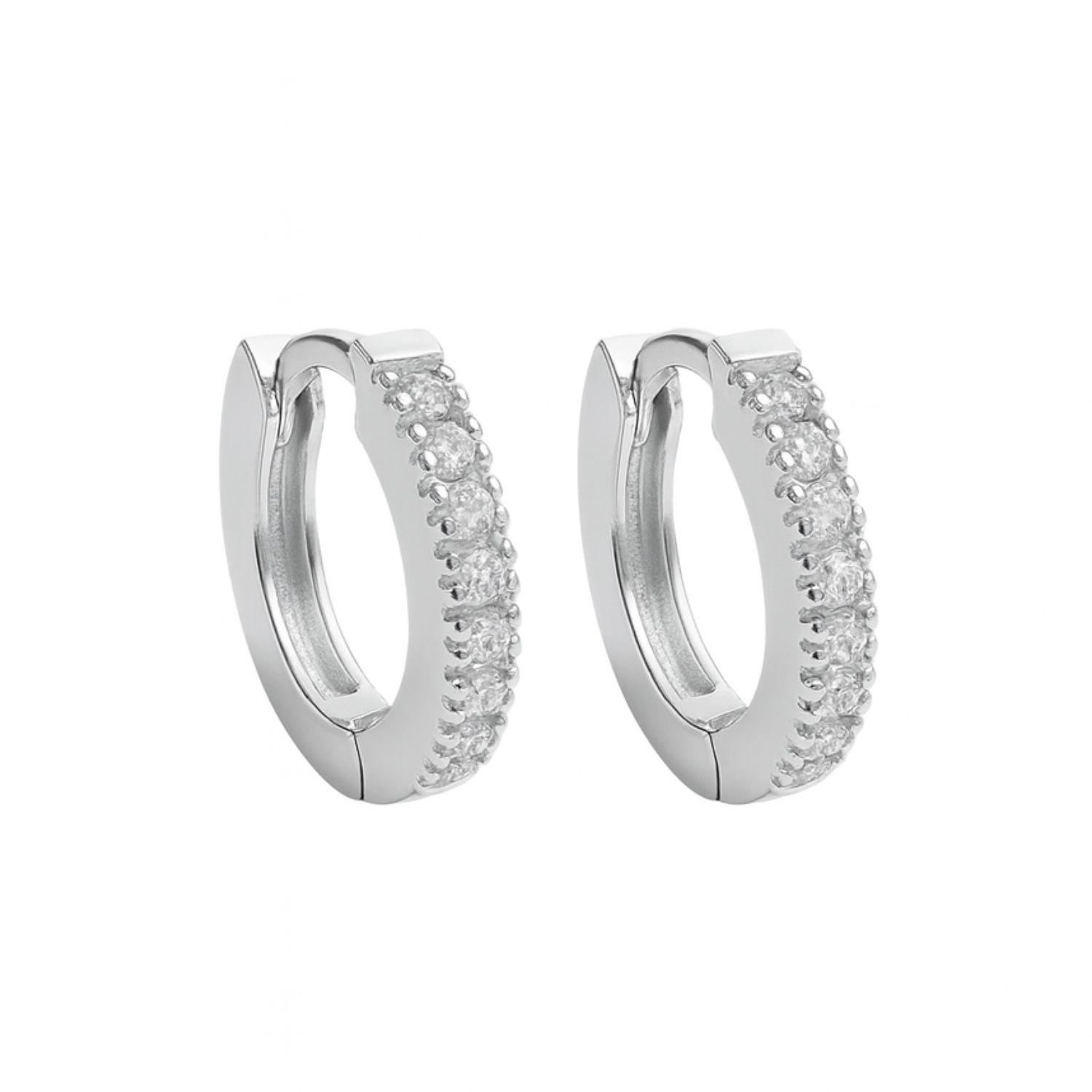 Aros Plata Esterlina 925 Argollas Pequeñas 1/2 con Circonita-0