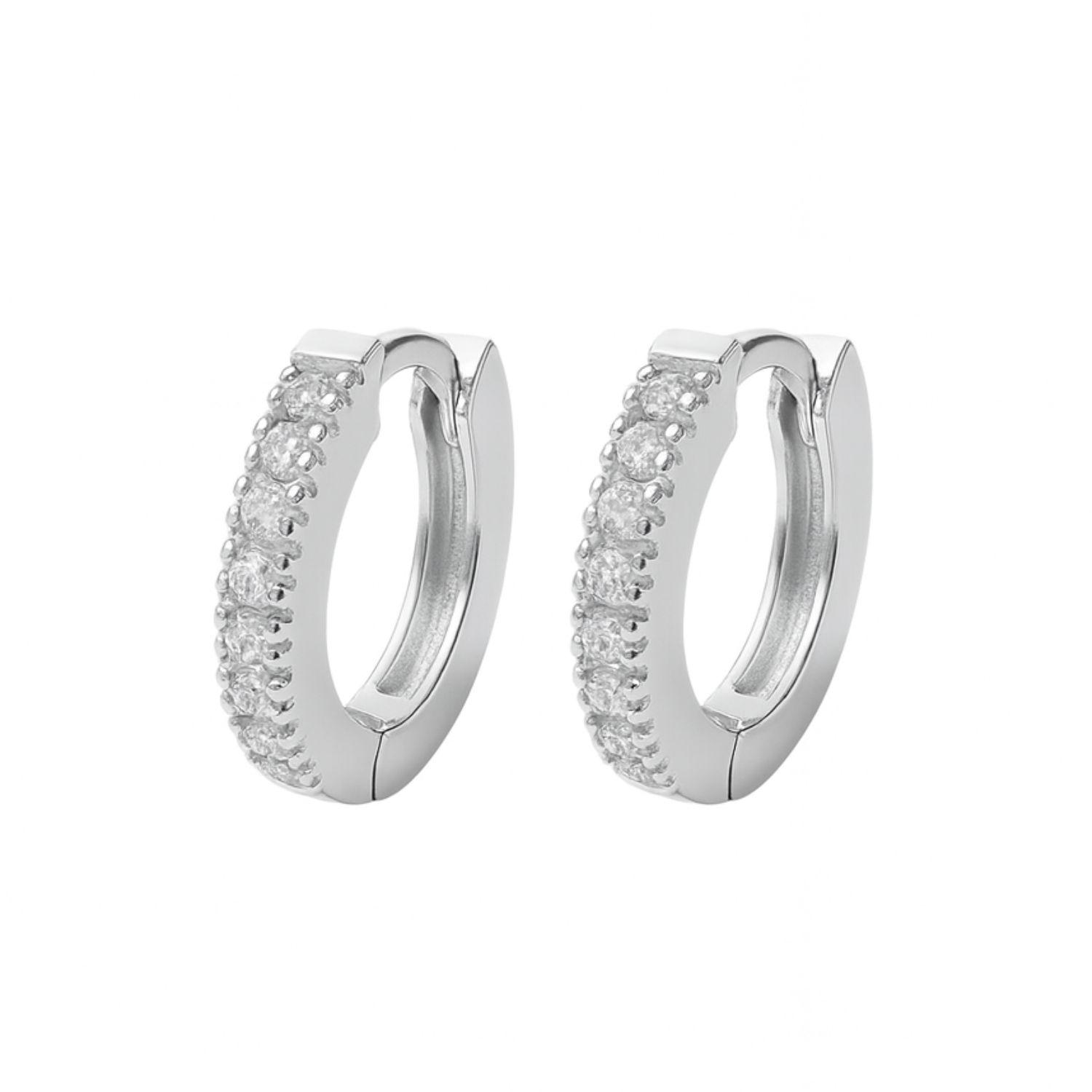 Aros Plata Esterlina 925 Argollas Pequeñas 1/2 con Circonita-2