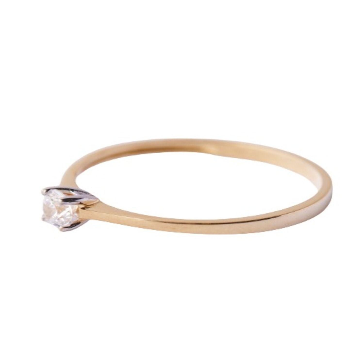 Anillo de oro 18kt Solitario Circón Simple-1