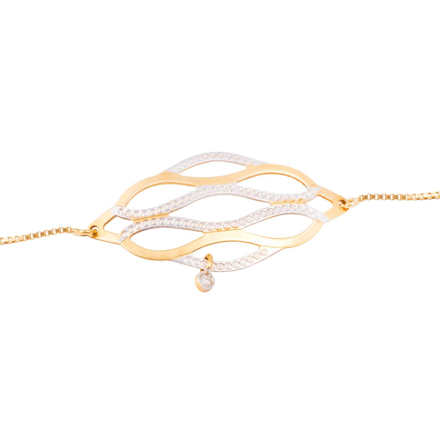 Pulsera de Oro 18kt Bicolor con 1pto Diamante-1