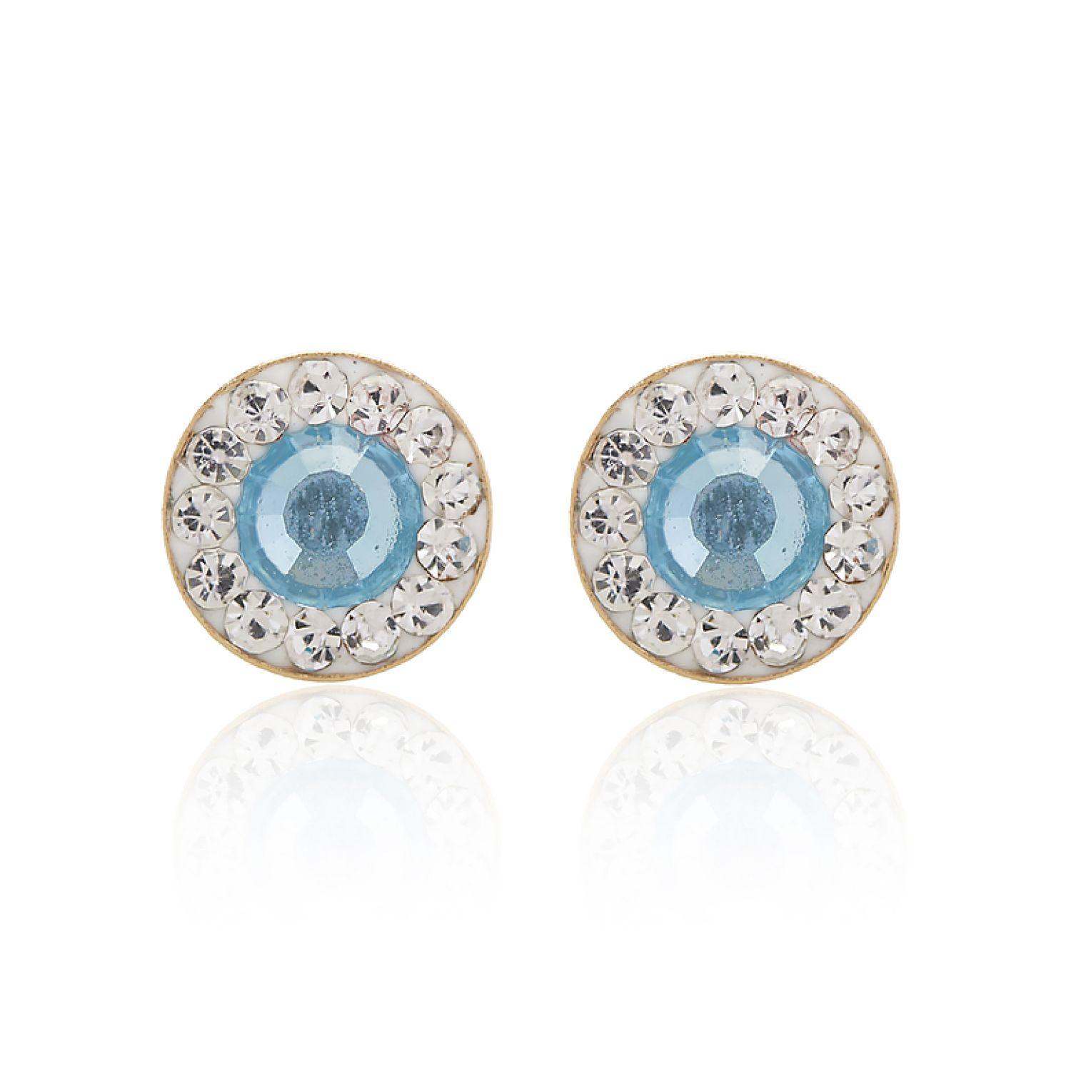 Aros de Oro 18kt Circulo de Agua Marina-1