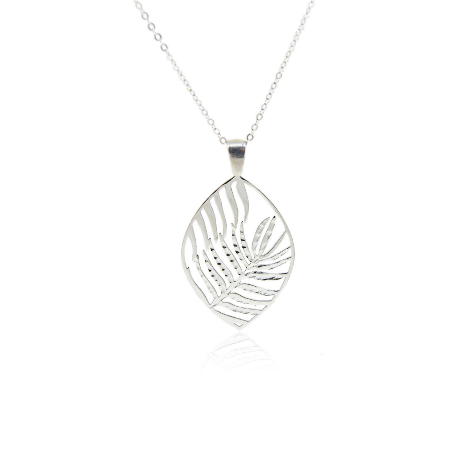 Collar de Plata Esterlina 925 Hoja Filigrama-2