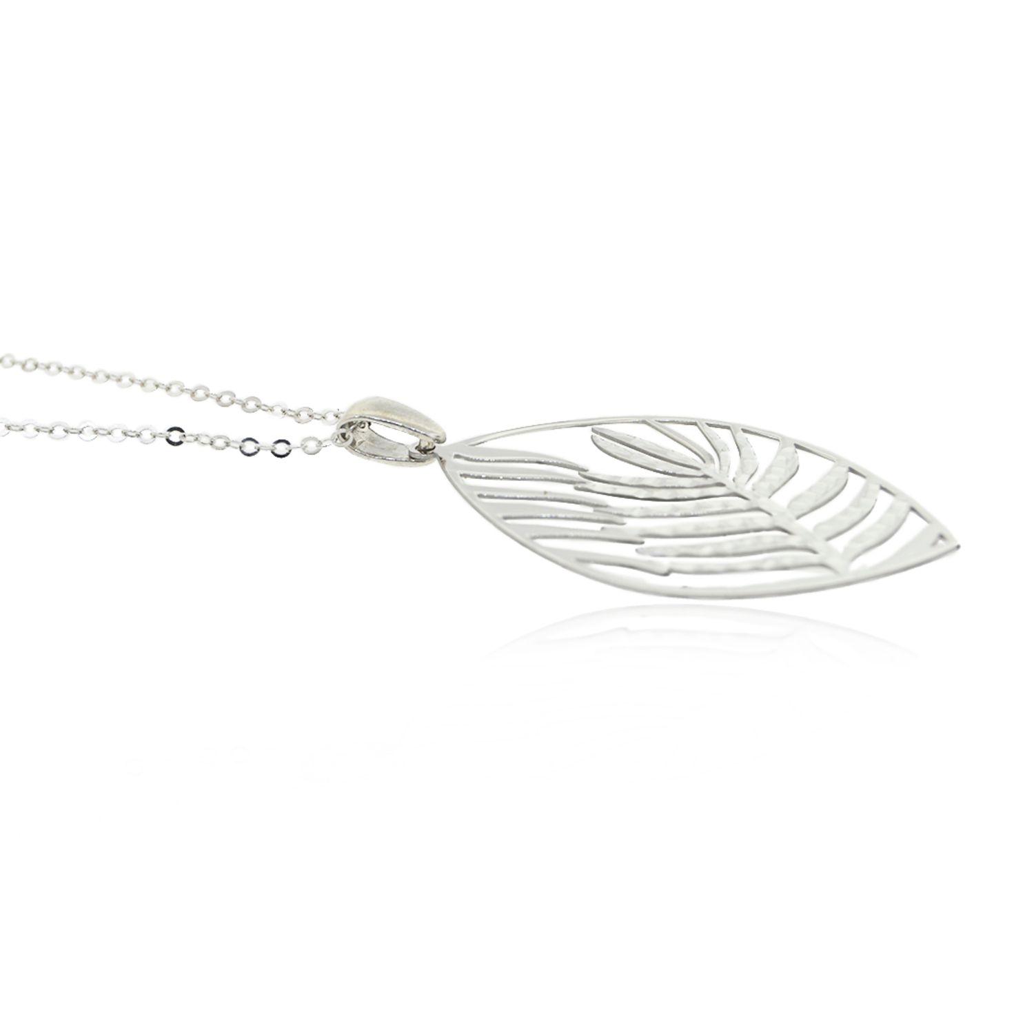 Collar de Plata Esterlina 925 Hoja Filigrama-2