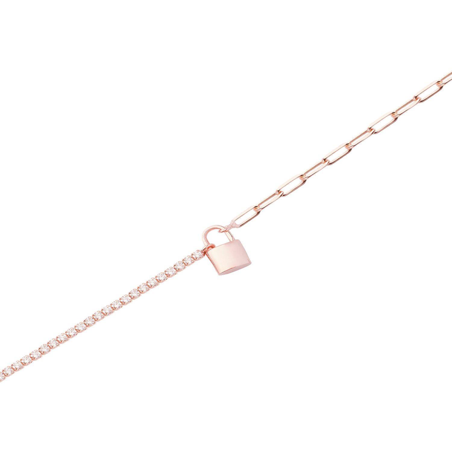 Tobillera Plata Esterlina 925 Revestido Oro 18kt Candado-2