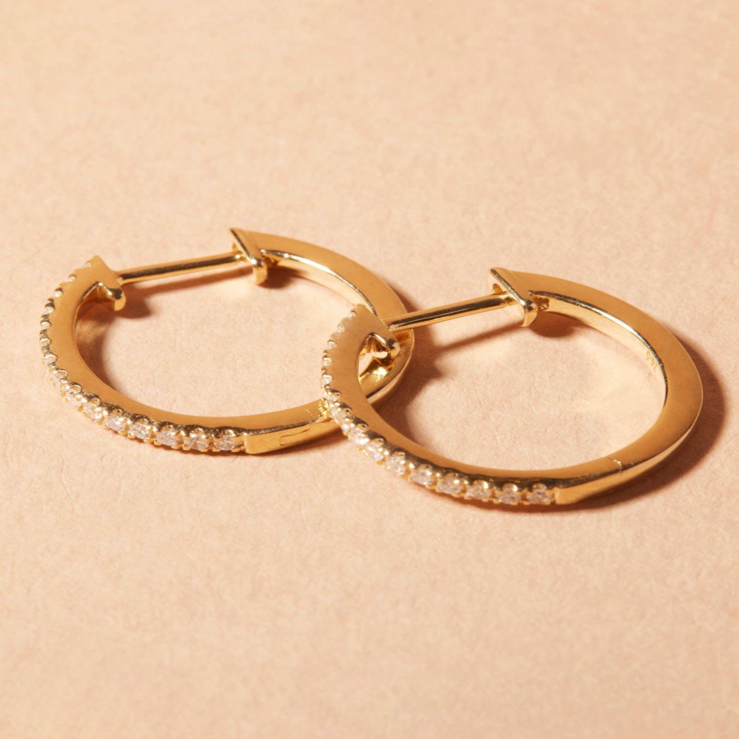 Aros Oro 18kt Diamantes Argollas 11 Pts-0