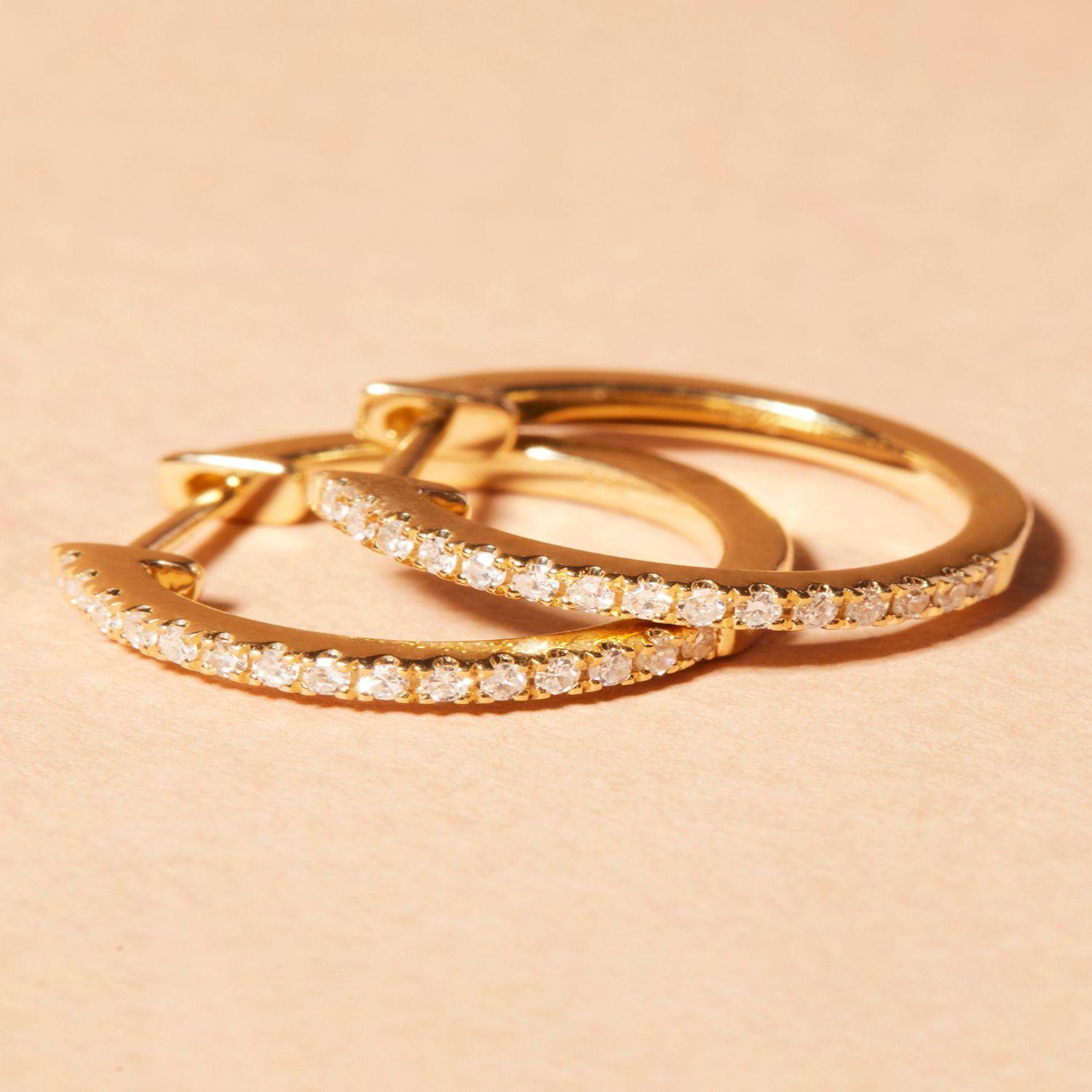 Aros Oro 18kt Diamantes Argollas 11 Pts-1