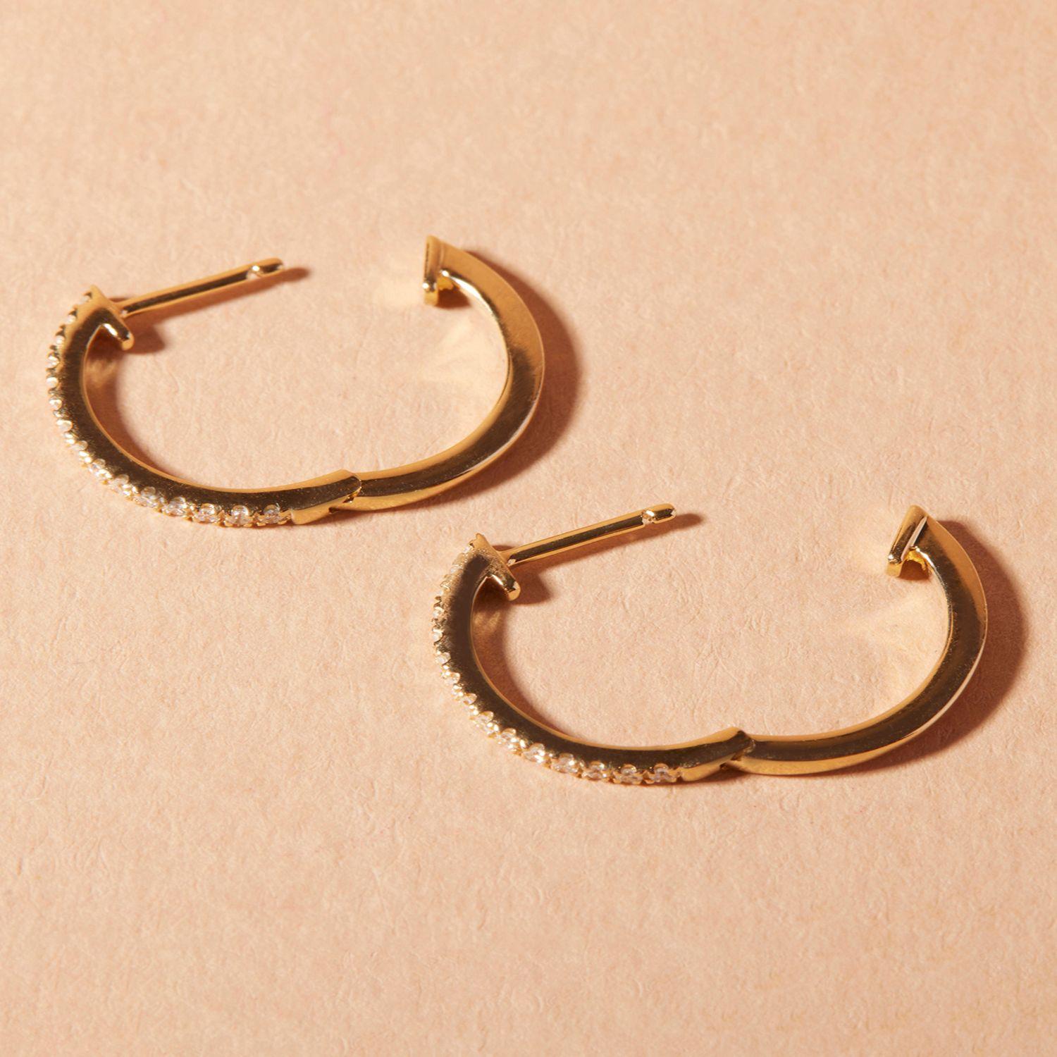 Aros Oro 18kt Diamantes Argollas 11 Pts-2