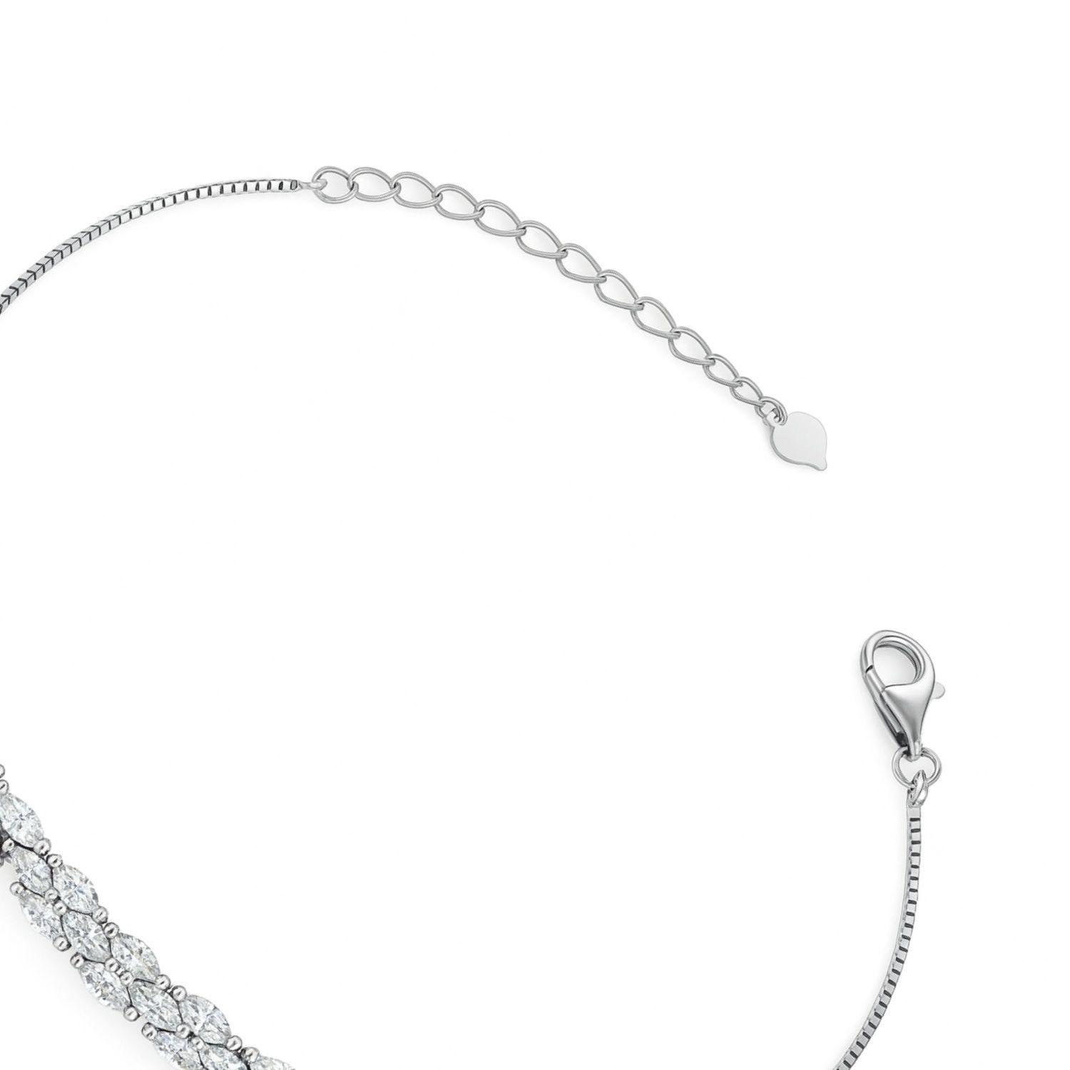 Pulsera de Plata Esterlina 925 Hoja de Luz con Circonita-2