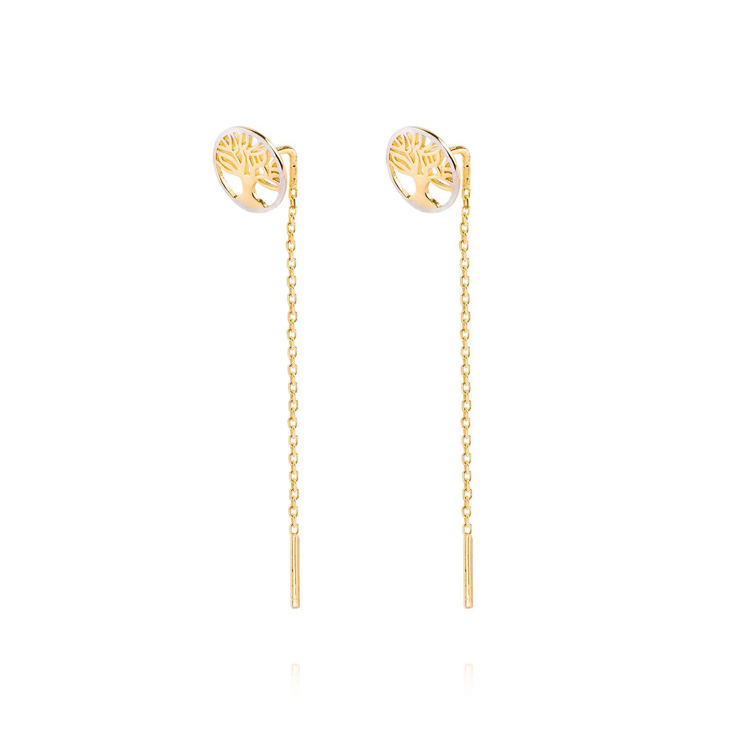 Aros de Oro 18kt Modelo Árbol de la Vida Colgante-0