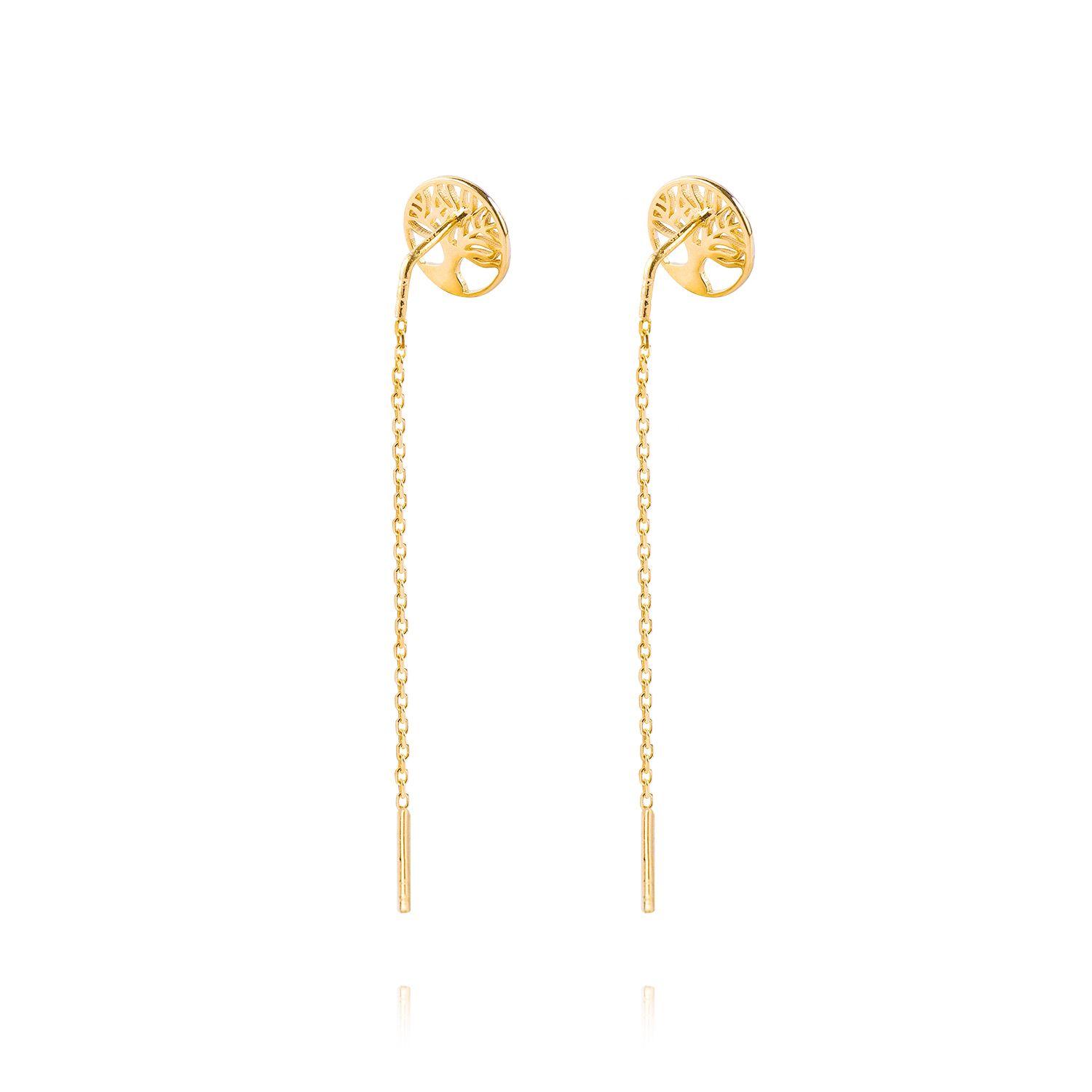 Aros de Oro 18kt Modelo Árbol de la Vida Colgante-2