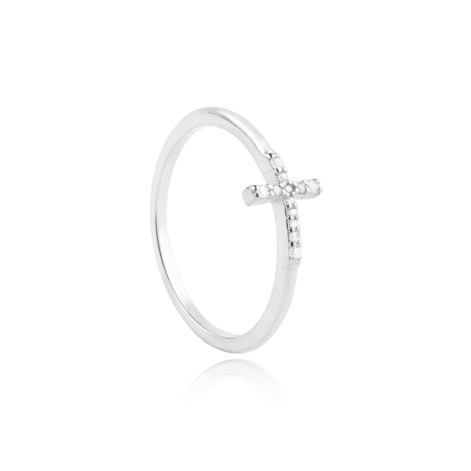 Anillo de Plata Esterlina 925 Cruz Circon-2