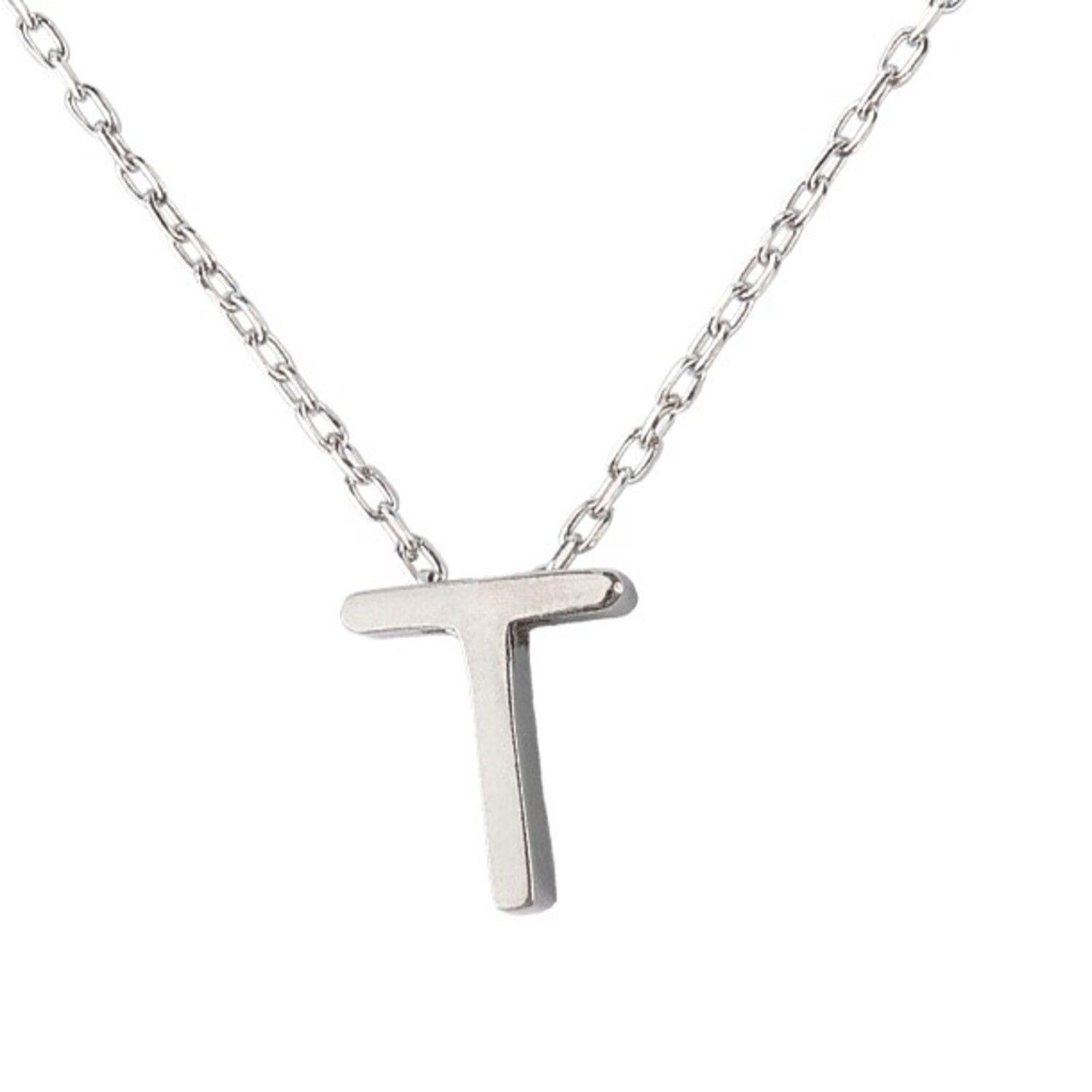 Collar de Plata Esterlina 925 Letra T Lisa-2