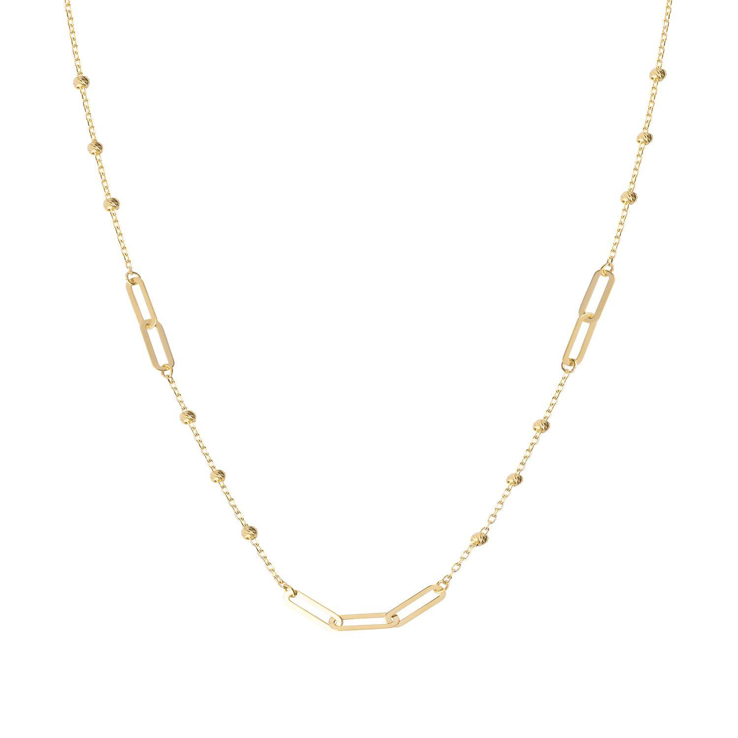 Collar de Oro 18kt Bolita Eslabon-0