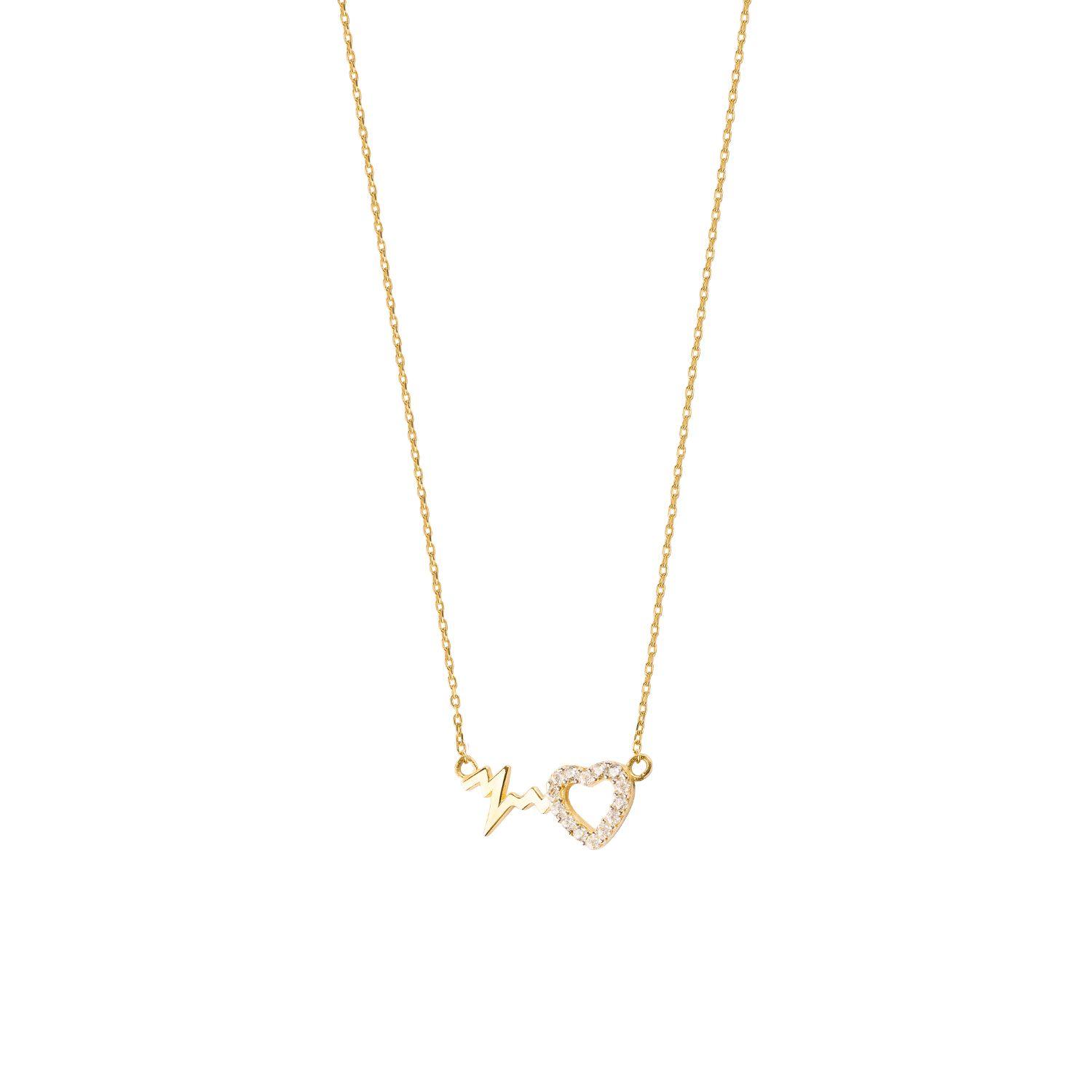 Collar de Oro Amarillo 18kt Modelo Corazón+Electro-2
