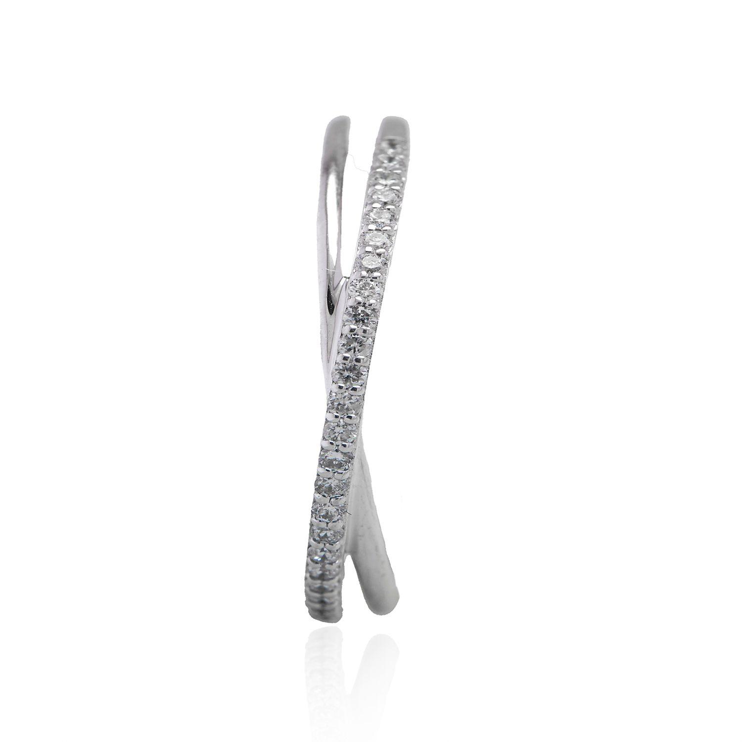 Anillo Oro Blanco 18kt Diamantes Entrelazados 13 Pts-2