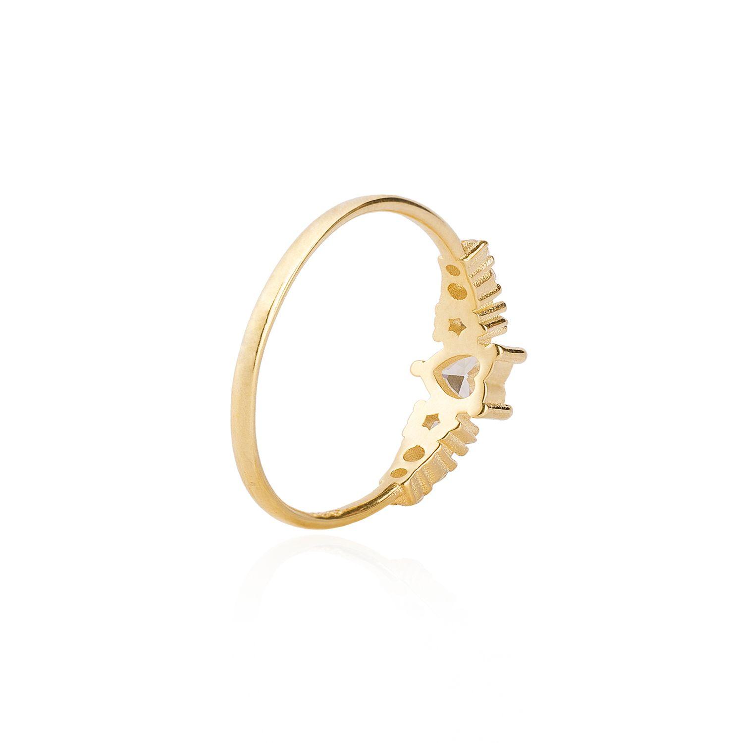 Anillo Plata Esterlina 925 Cintillo Corazón Revestido Oro 18kt-1