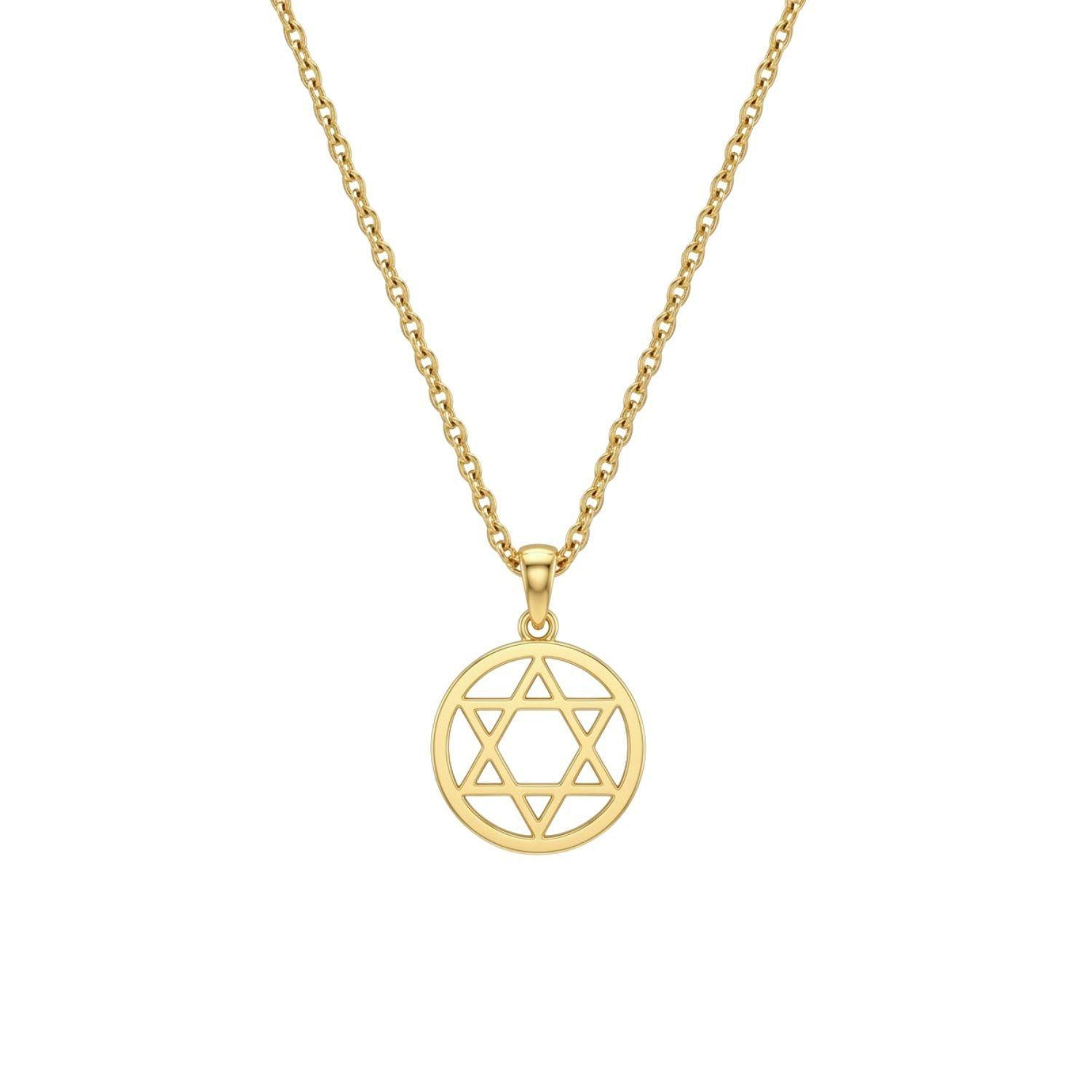 Colgante de Oro Miel 18kt Estrella David Contorno-2