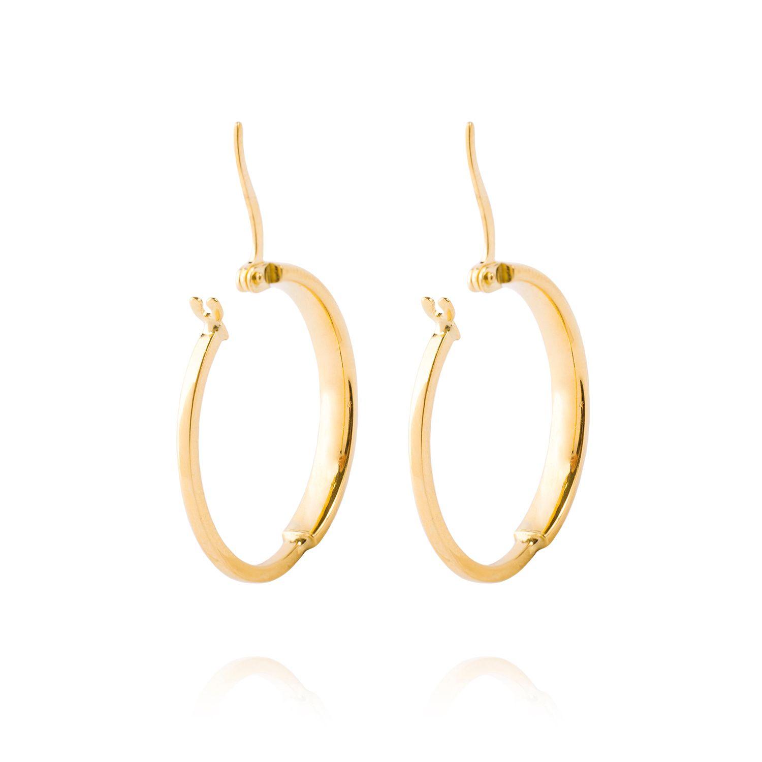 Aros de Oro 14kt Argolla Mitad Tubo 20mm-2