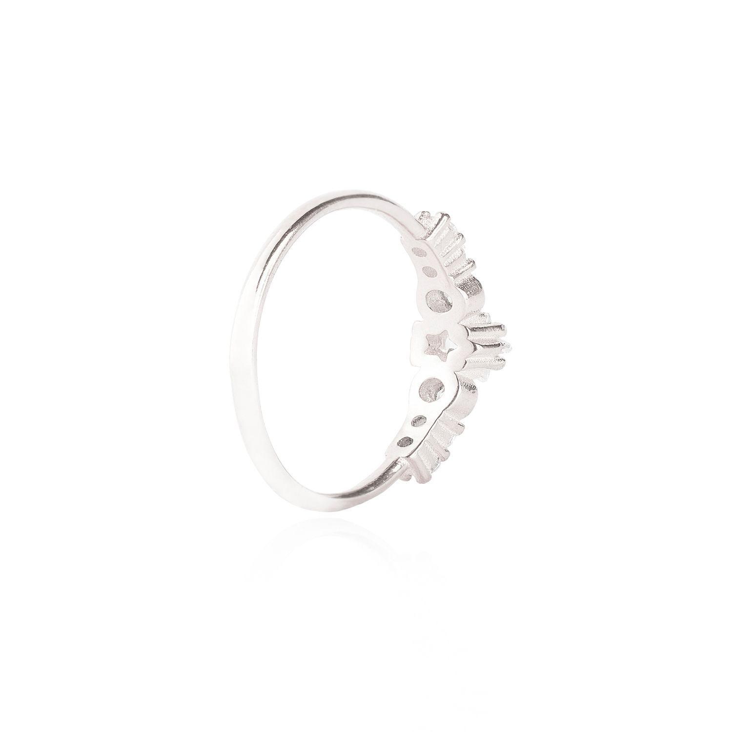 Anillo de Plata Esterlina 925 Estrella Central Circon-1