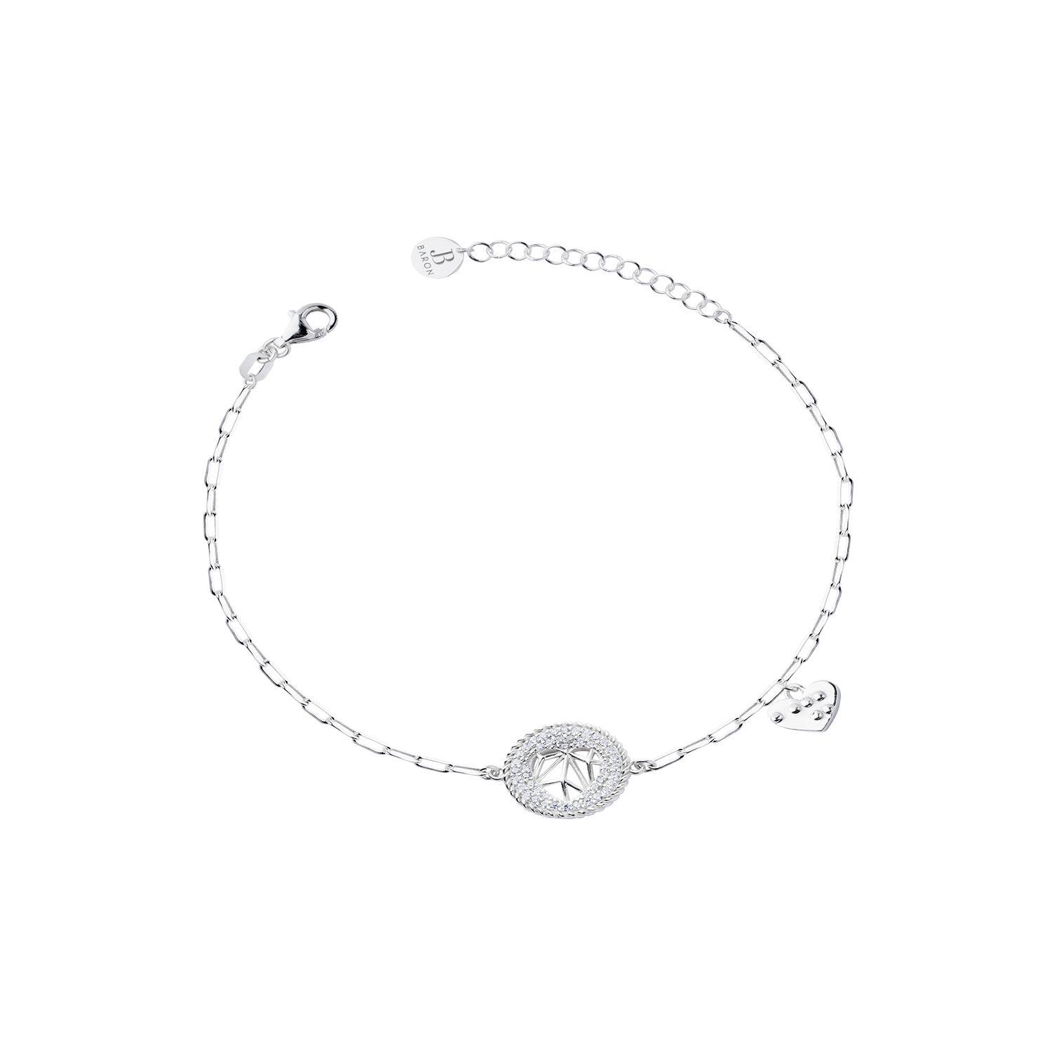 Pulsera de Plata Esterlina 925 Círculo Circonita Corazón-0