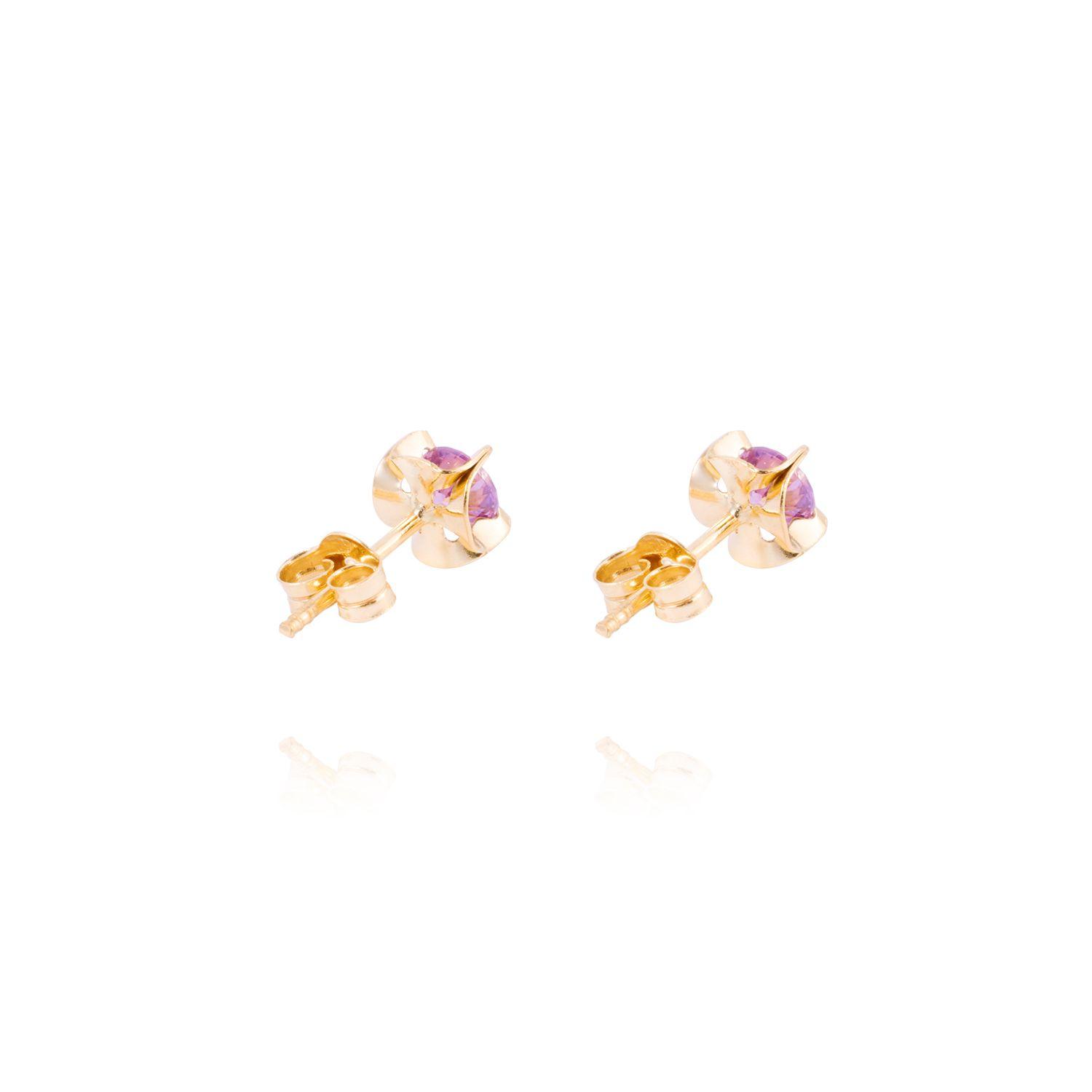 Aros de Oro 18kt Amatista 4MM-2