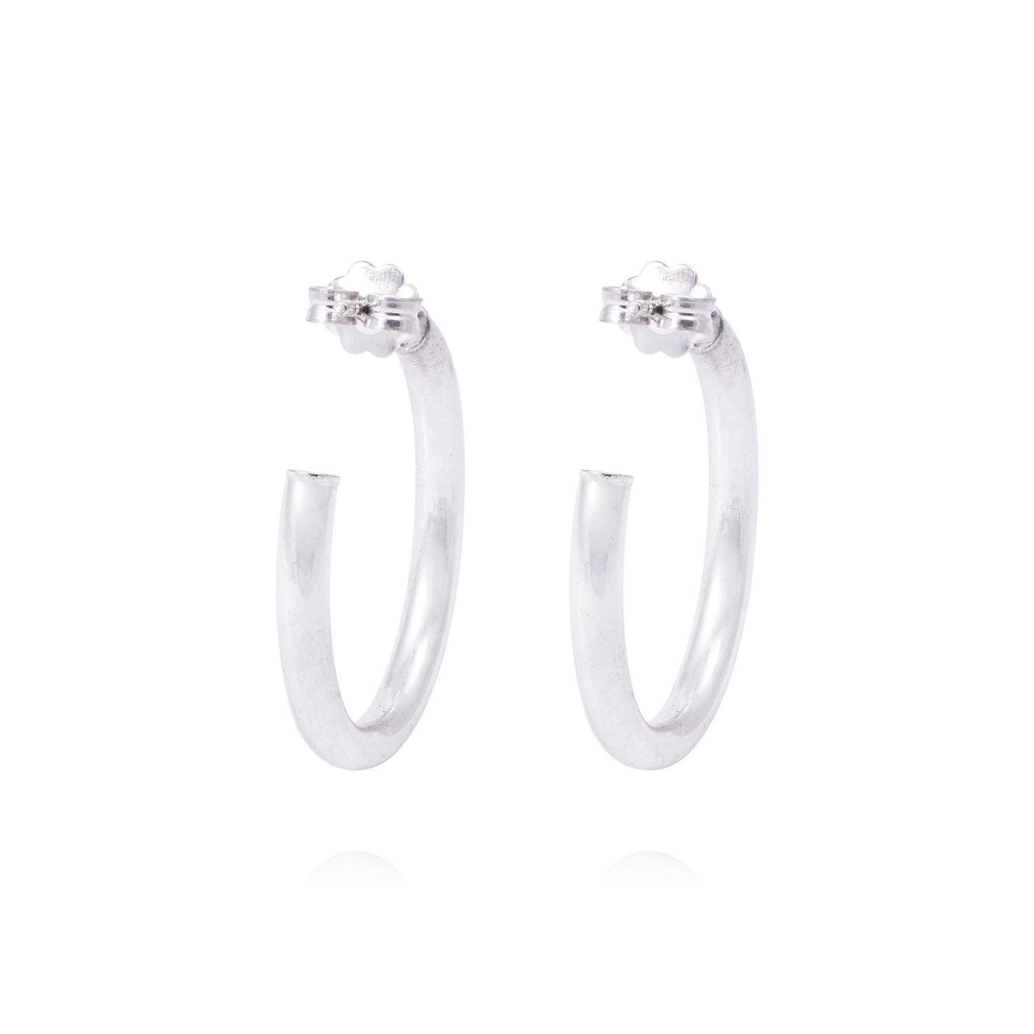 Aros de Plata Esterlina 925 Ovalado Tubo Mediano-2
