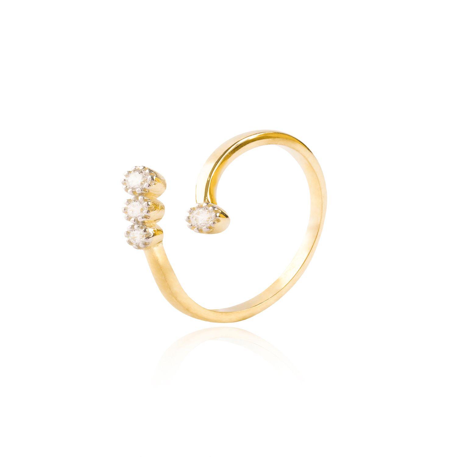 Anillo Oro a Amarillo 18kt Abierto Cuatro Circonitas-0