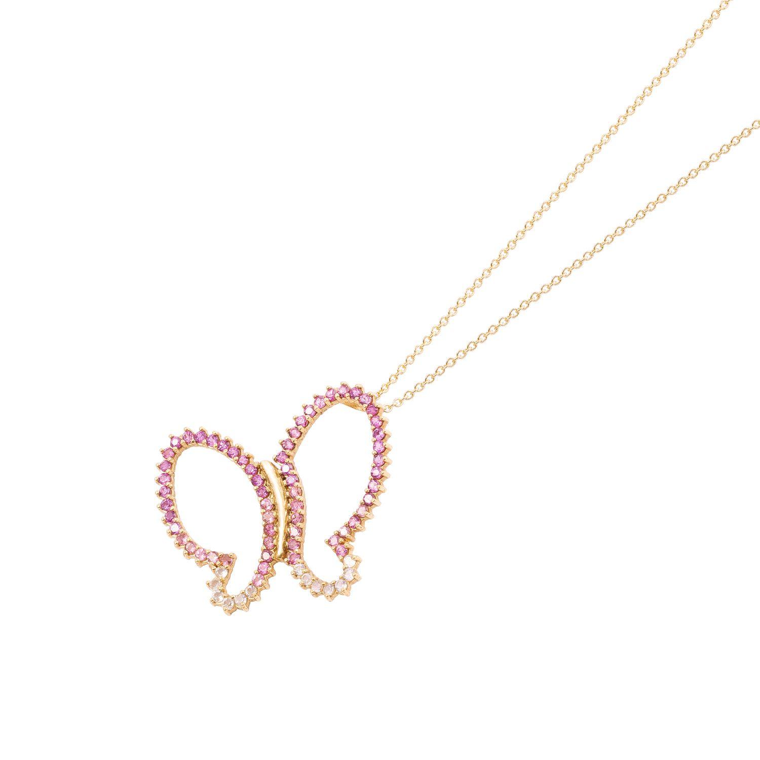 Colgante de Oro de 18kt Modelo Mariposa con Rosa Francia-2