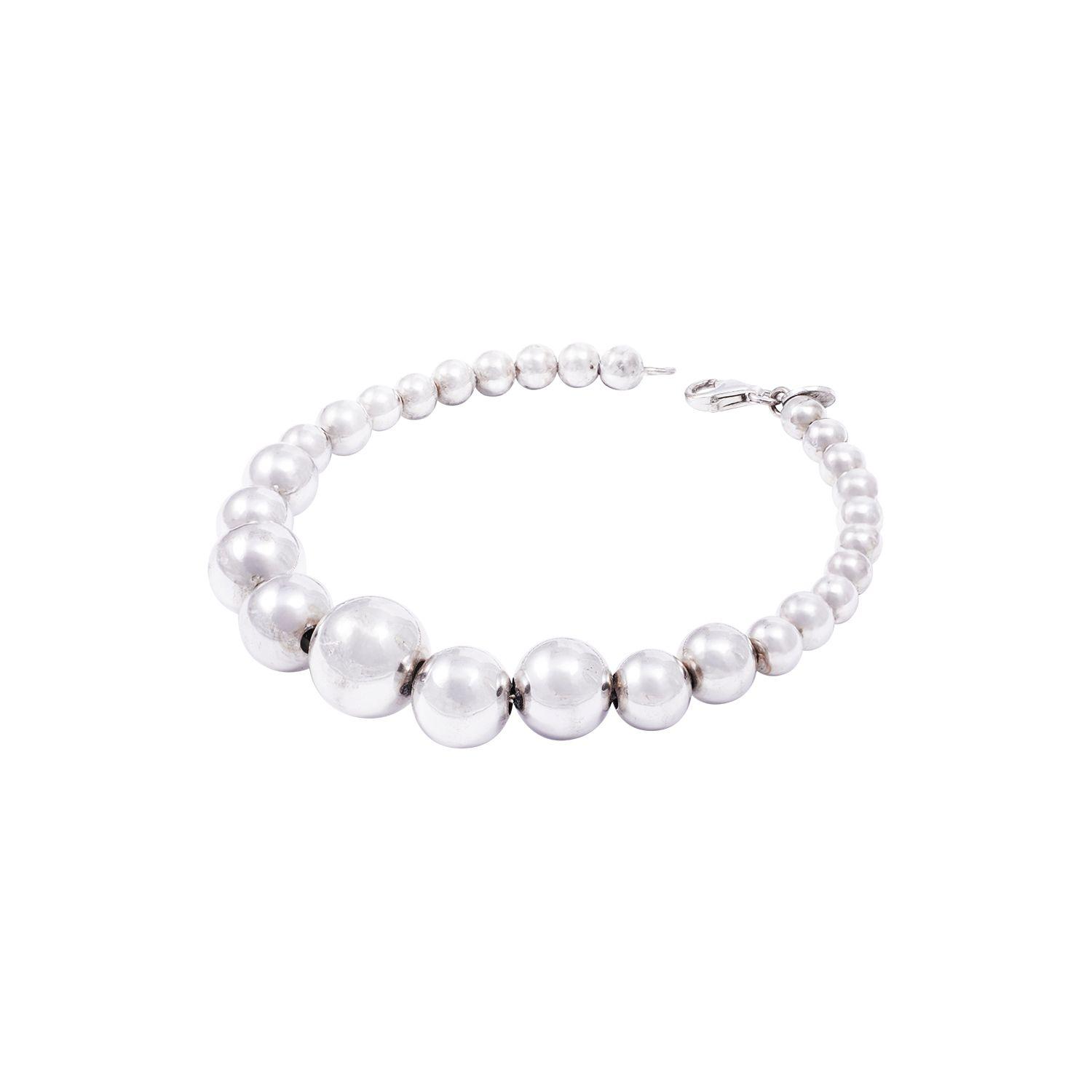 Pulsera de Plata Esterlina 925 Pelotitas Menor a Mayor-2