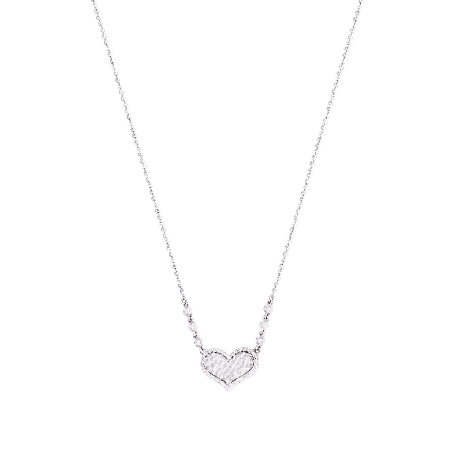 Collar Oro Blanco 18kt Corazón y Diamantes 27 Pts-2