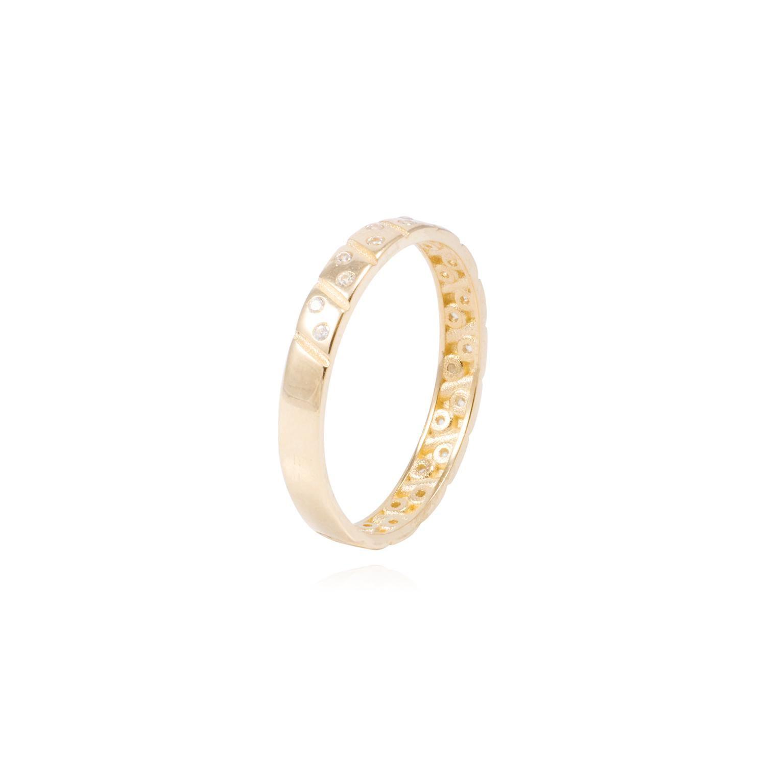 Anillo de Oro 18Kt Texturizado y Circon-2