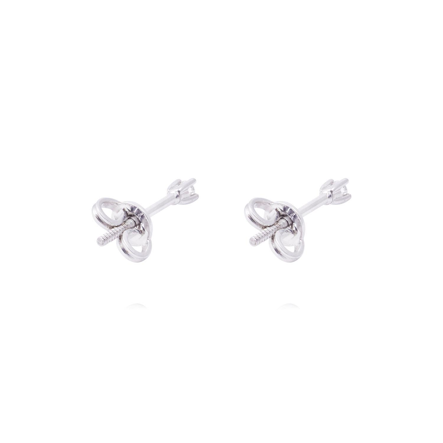 Aros de Oro Blanco 18kt Punto de Luz Grifa con Diamante 6Pts-2