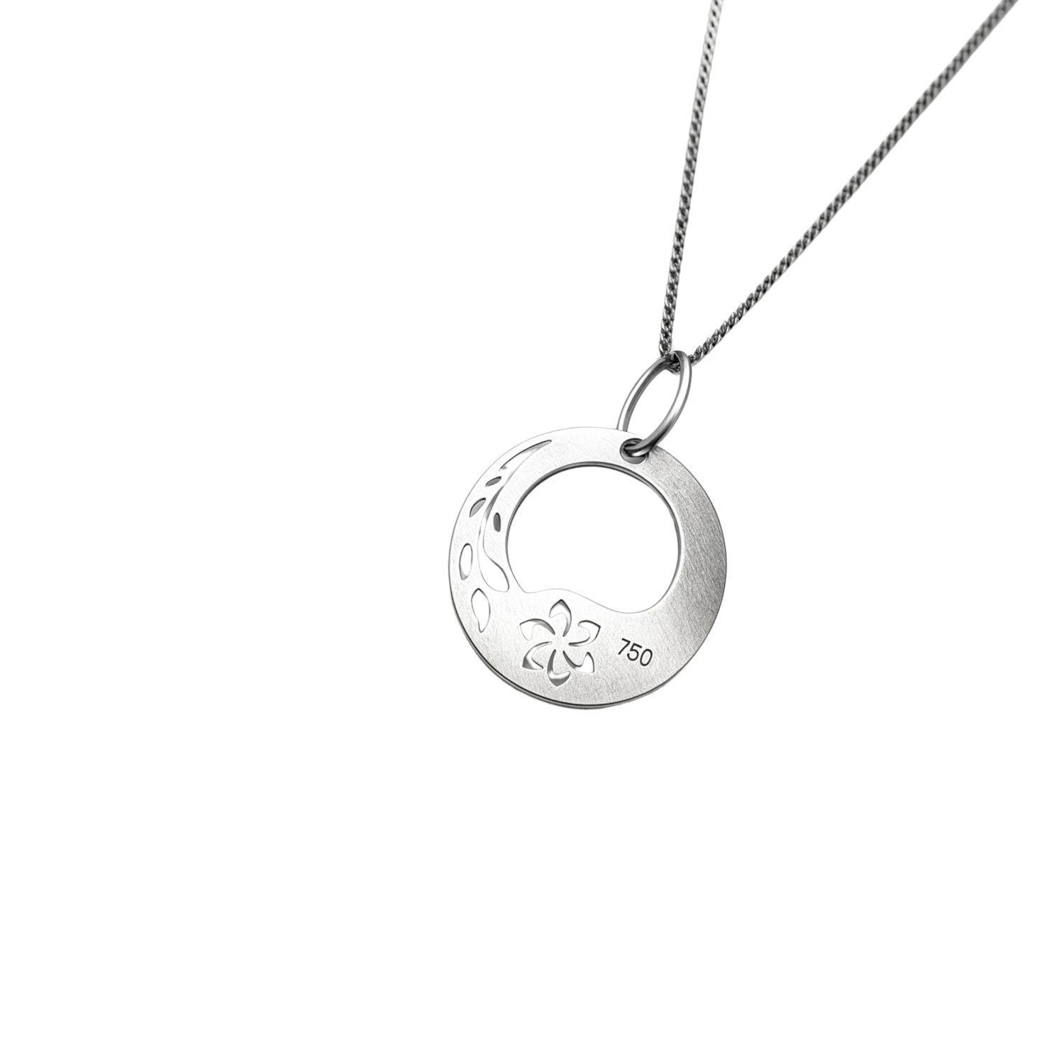 Collar Oro Blanco 18kt Flor de Luna-4