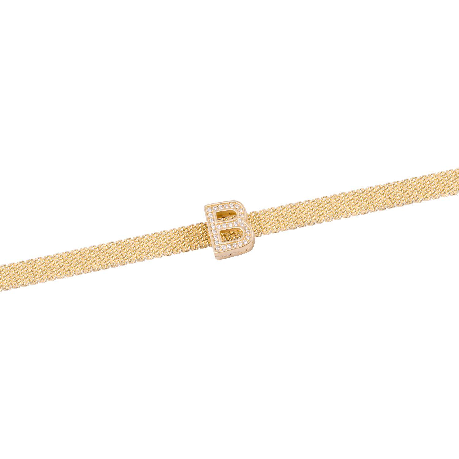 Dije de Plata broche Letra B con Circonita Revestido en Oro 18kt-2