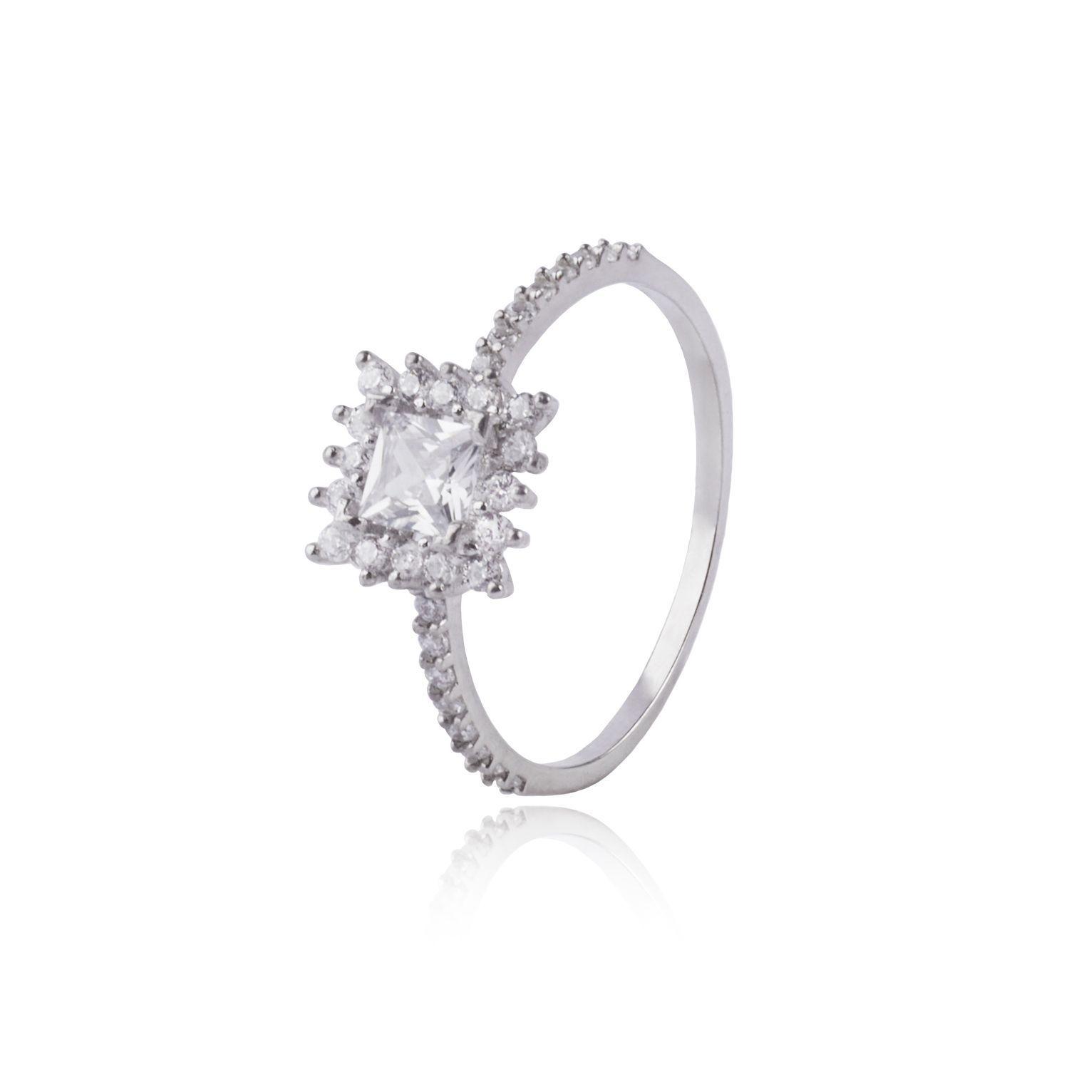 Anillo de Plata Esterlina 925 Medio Cintillo Cuadrado-0