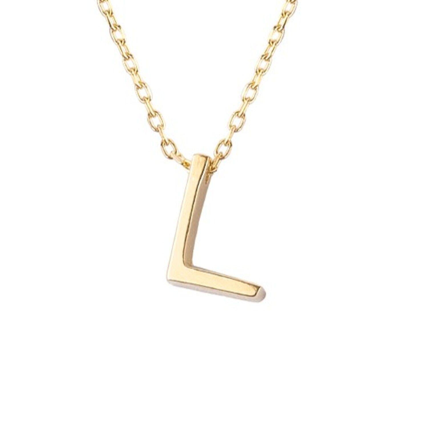 Collar de Plata Esterlina 925 Letra L Revestido en Oro 18kt-2