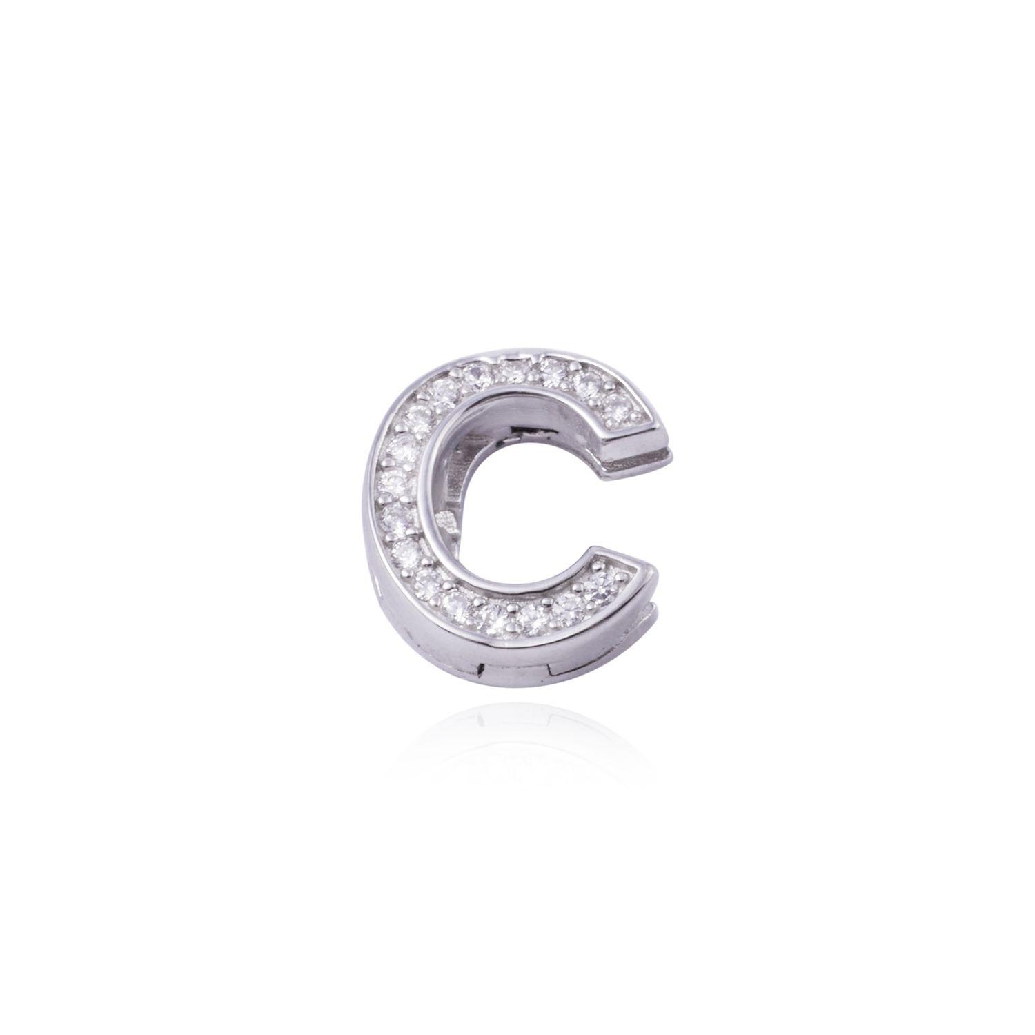 Dije de Plata broche Letra C con Circonita-0