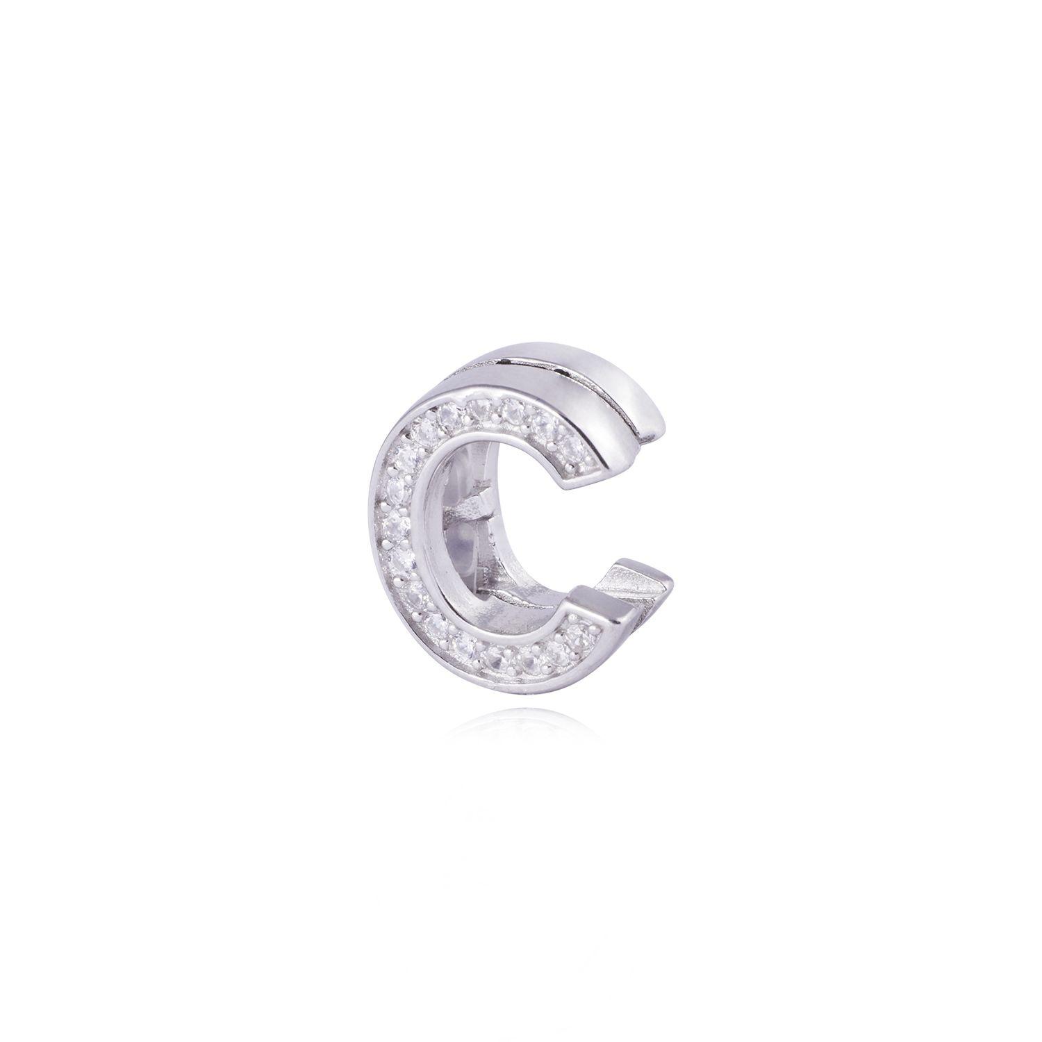 Dije de Plata broche Letra C con Circonita-1